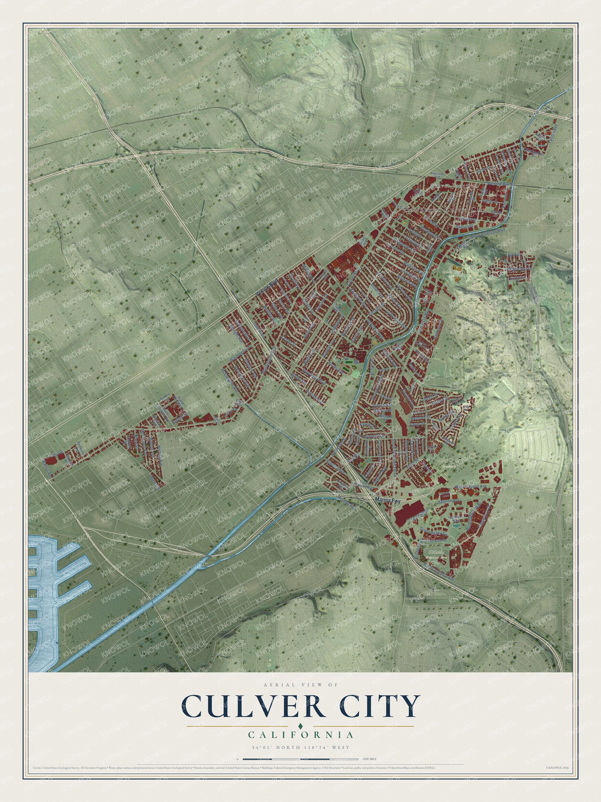 Watermarked full-map preview of Culver City, California