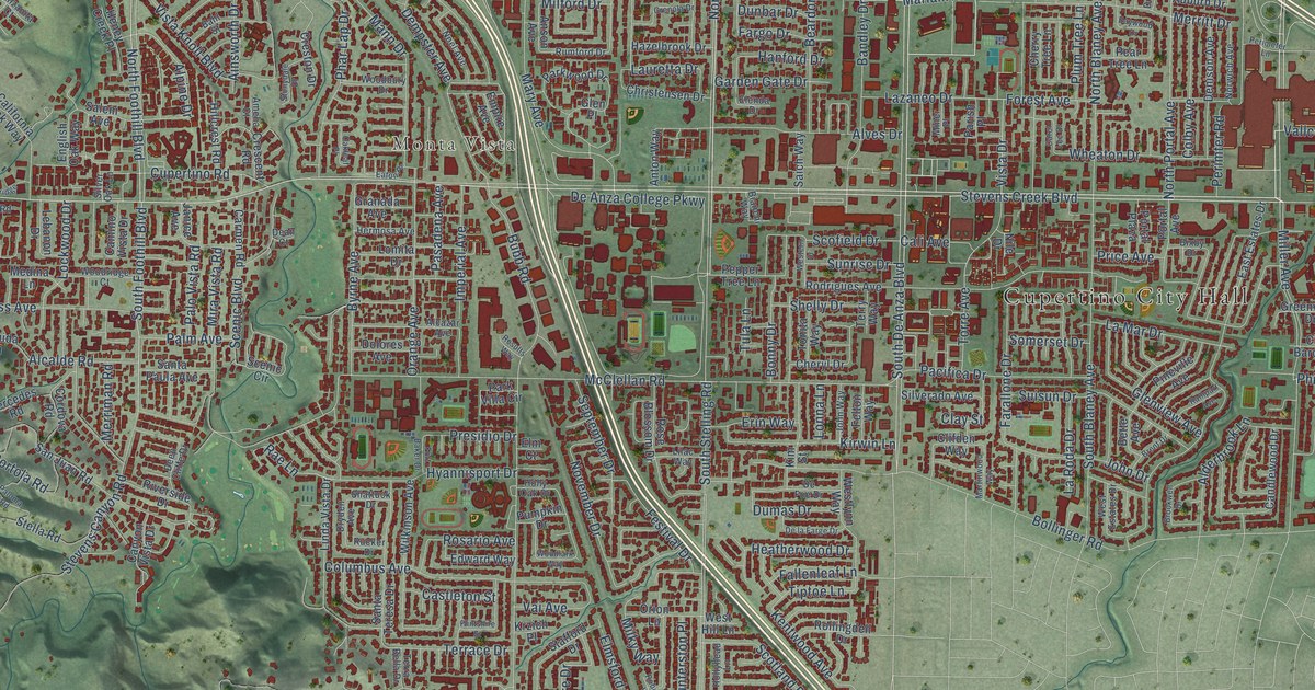 Map of Cupertino, California in 2026