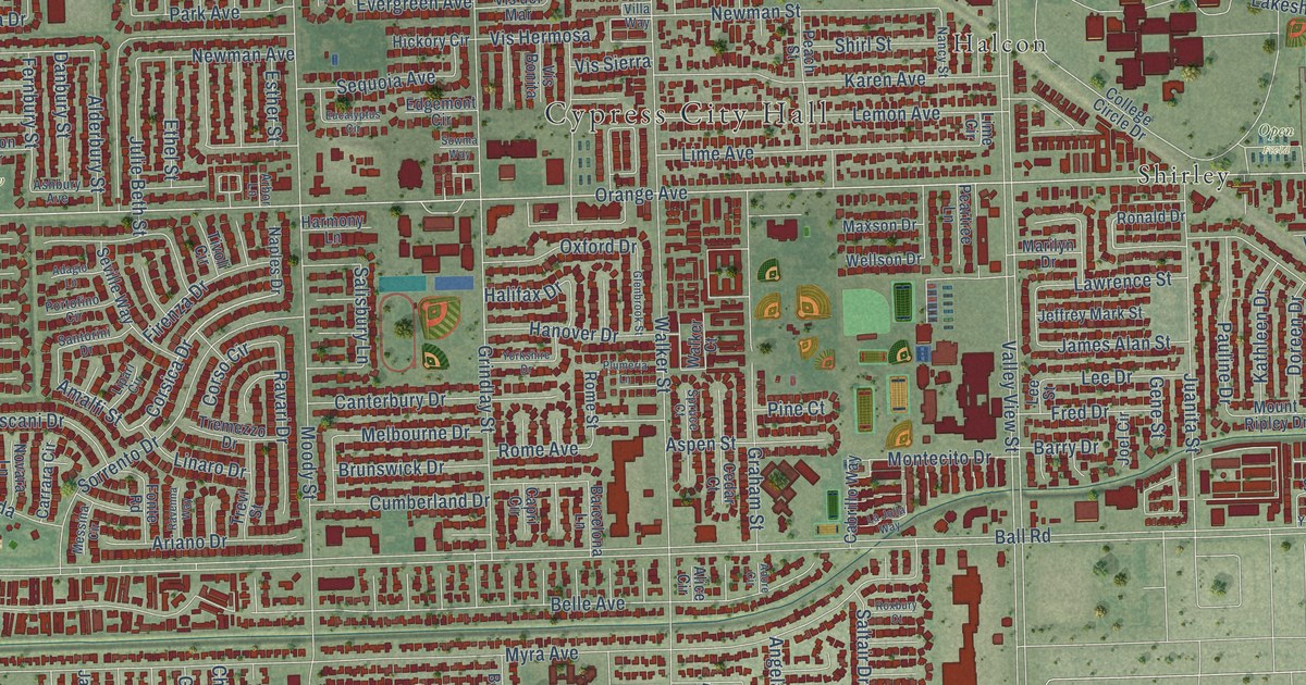 Map of Cypress, California in 2026