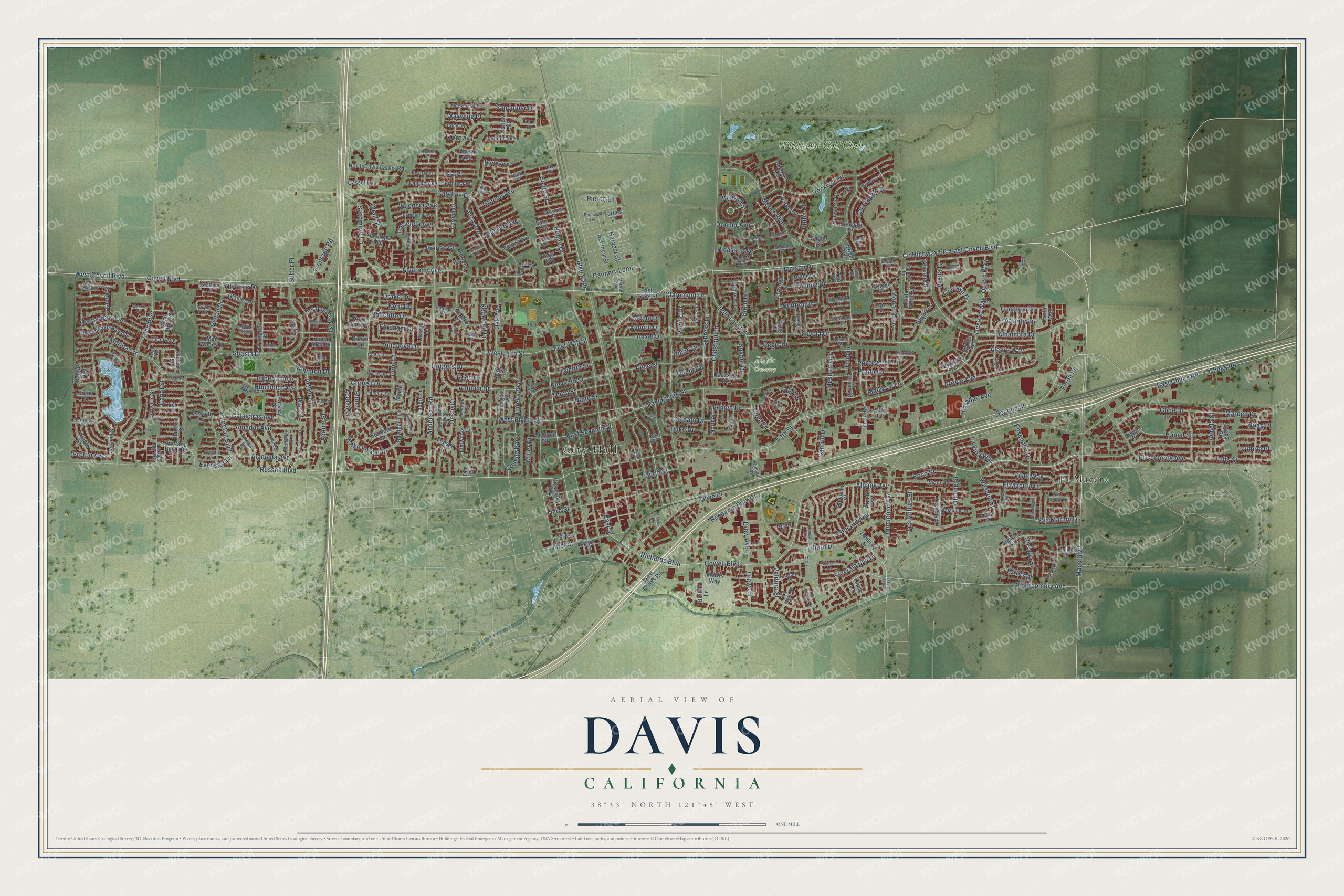 Watermarked full-map preview of Davis, California