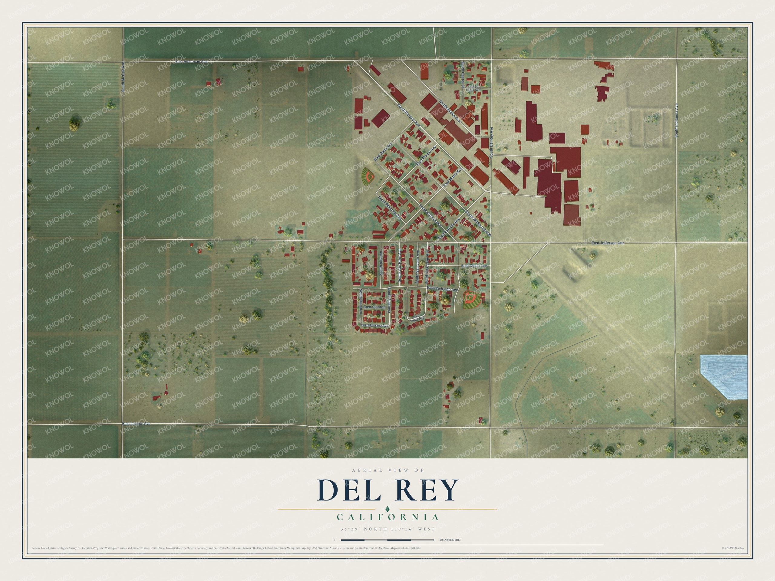 Watermarked full-map preview of Del Rey, California