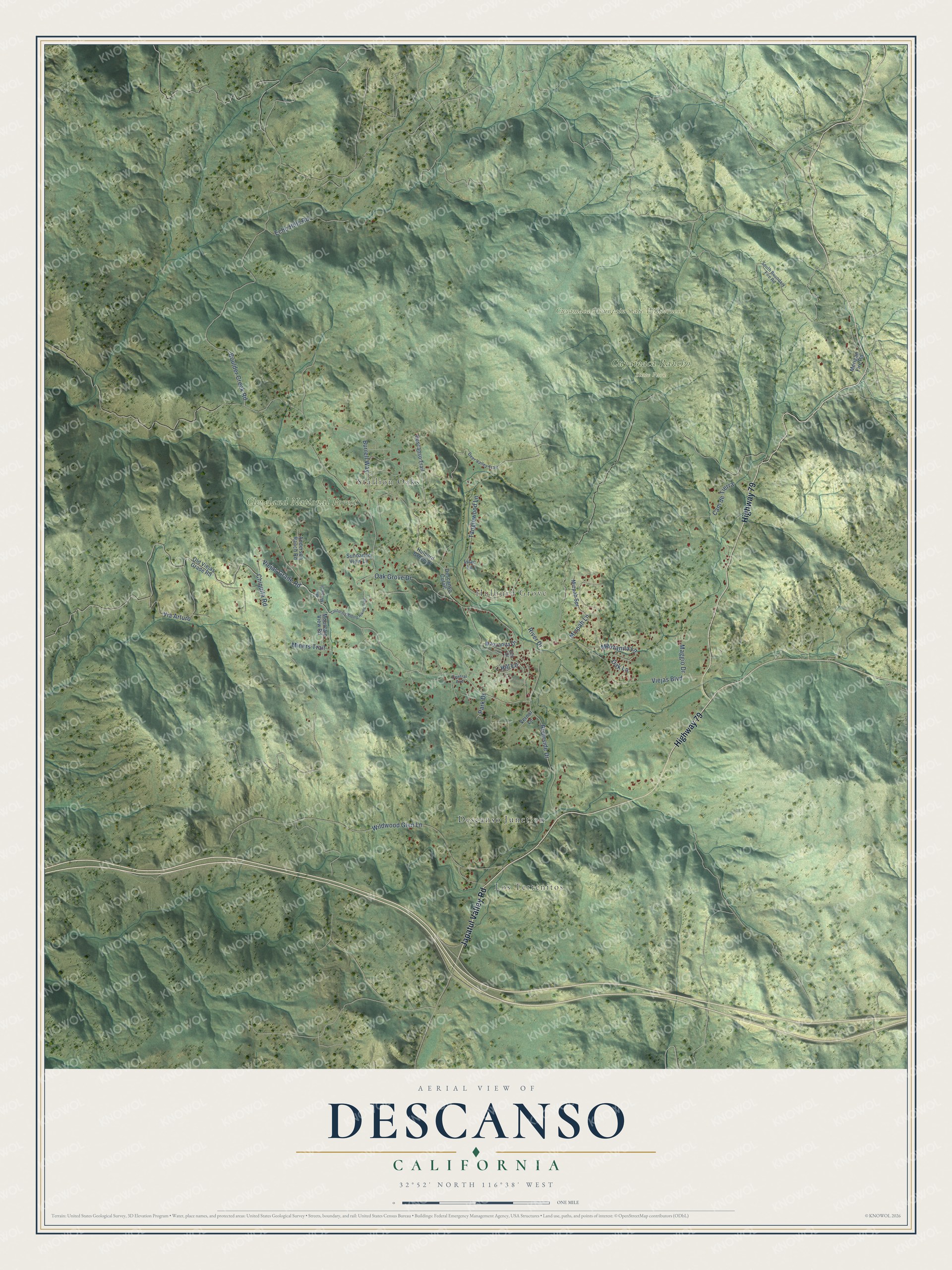 Watermarked full-map preview of Descanso, California
