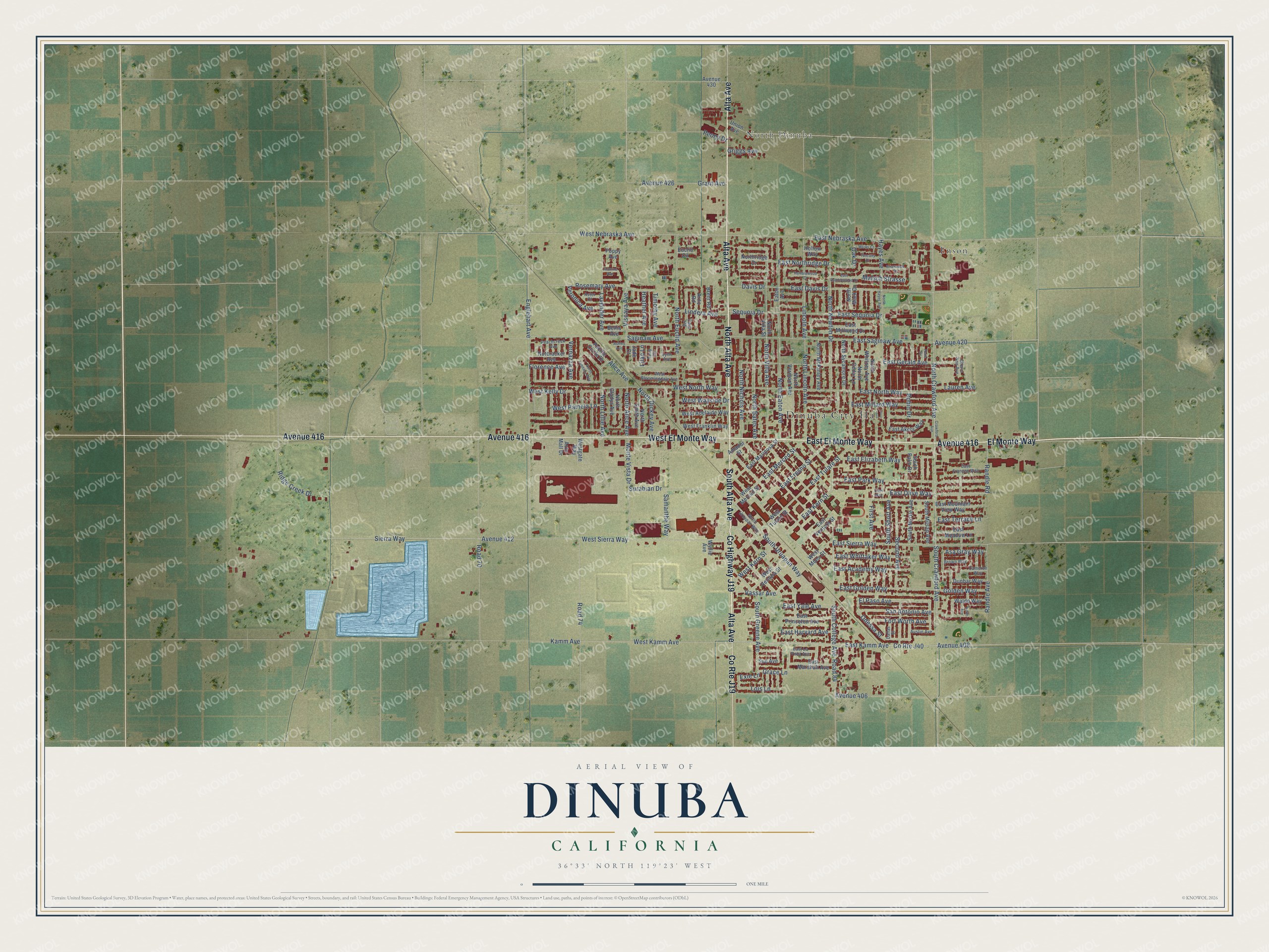 Watermarked full-map preview of Dinuba, California