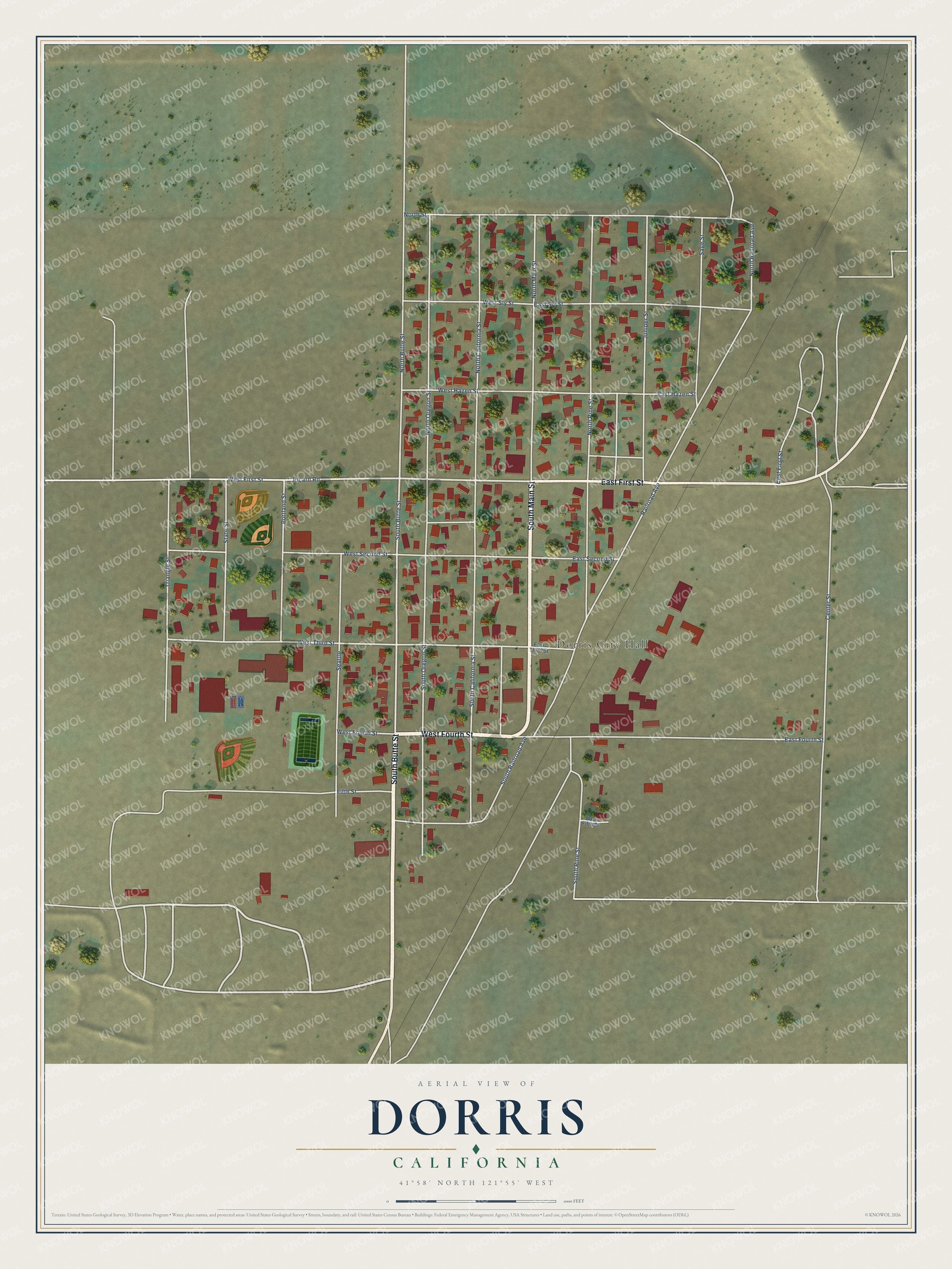 Watermarked full-map preview of Dorris, California