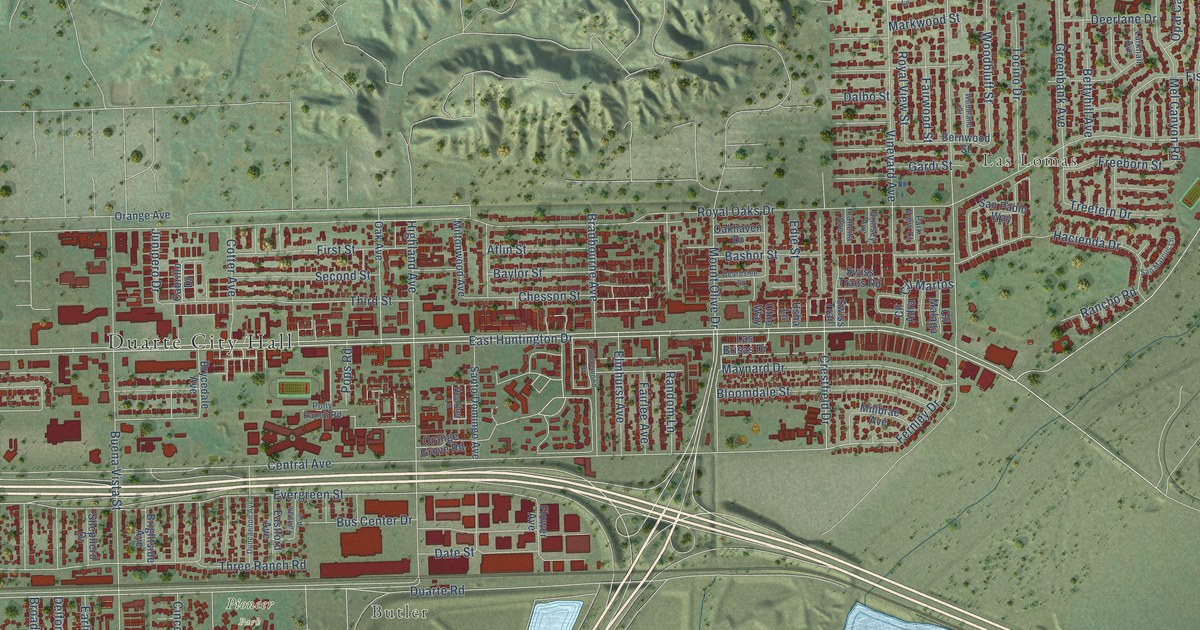 Map of Duarte, California in 2026