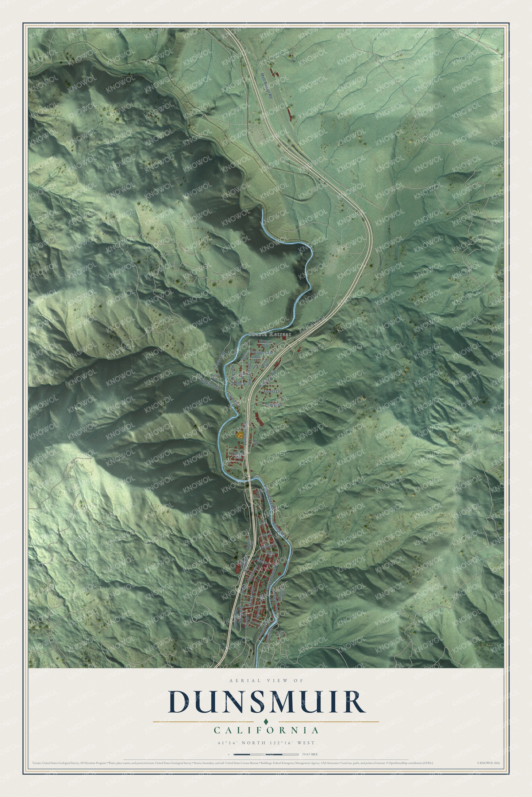 Watermarked full-map preview of Dunsmuir, California