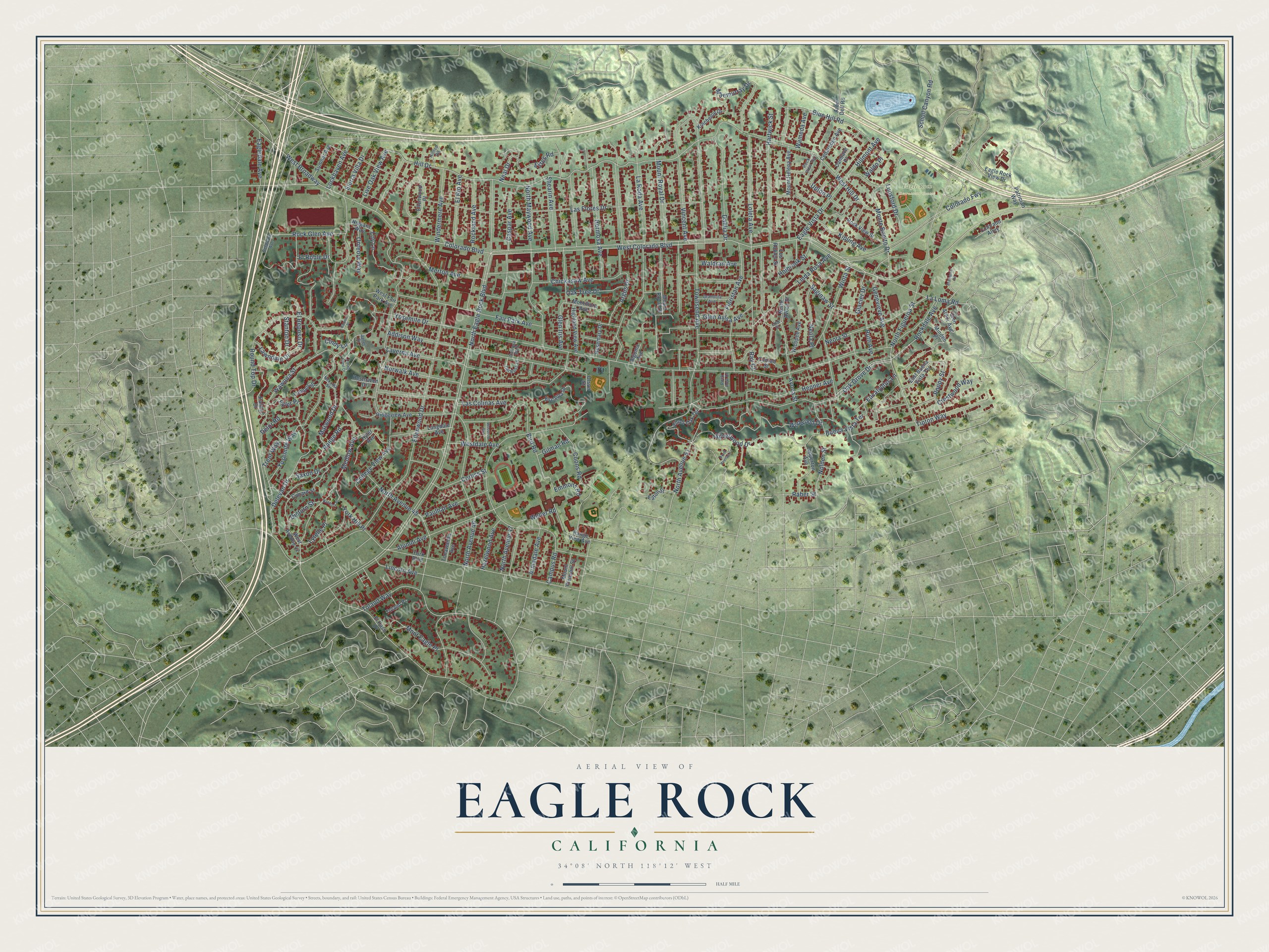 Watermarked full-map preview of Eagle Rock, California