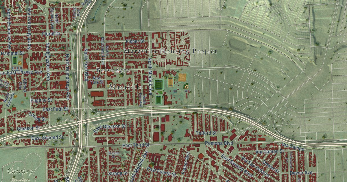 Map of East Los Angeles, California in 2026