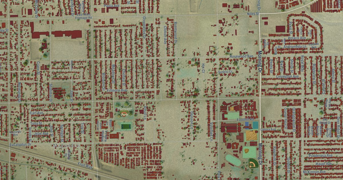 Map of East Niles, California in 2026