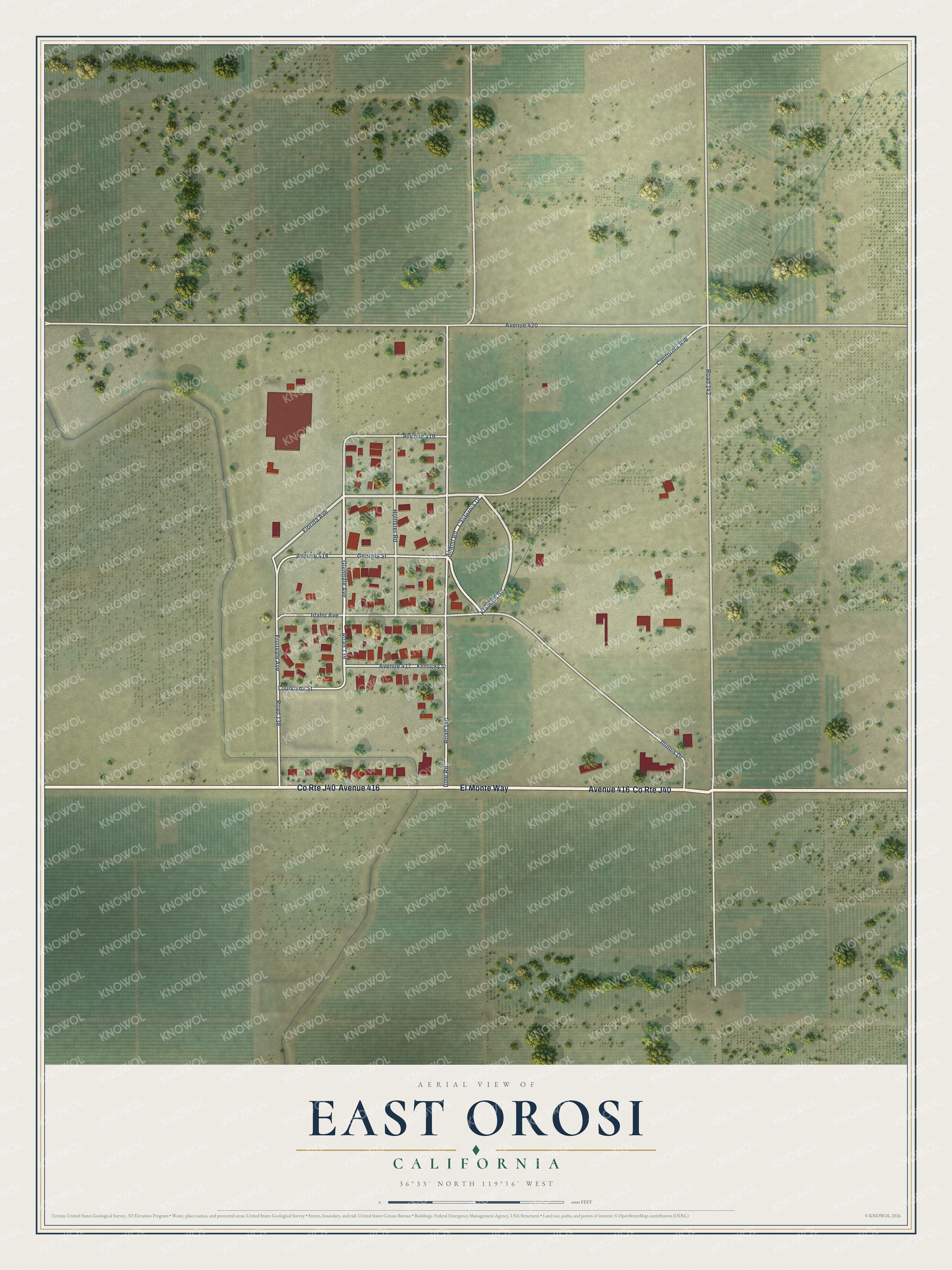 Watermarked full-map preview of East Orosi, California
