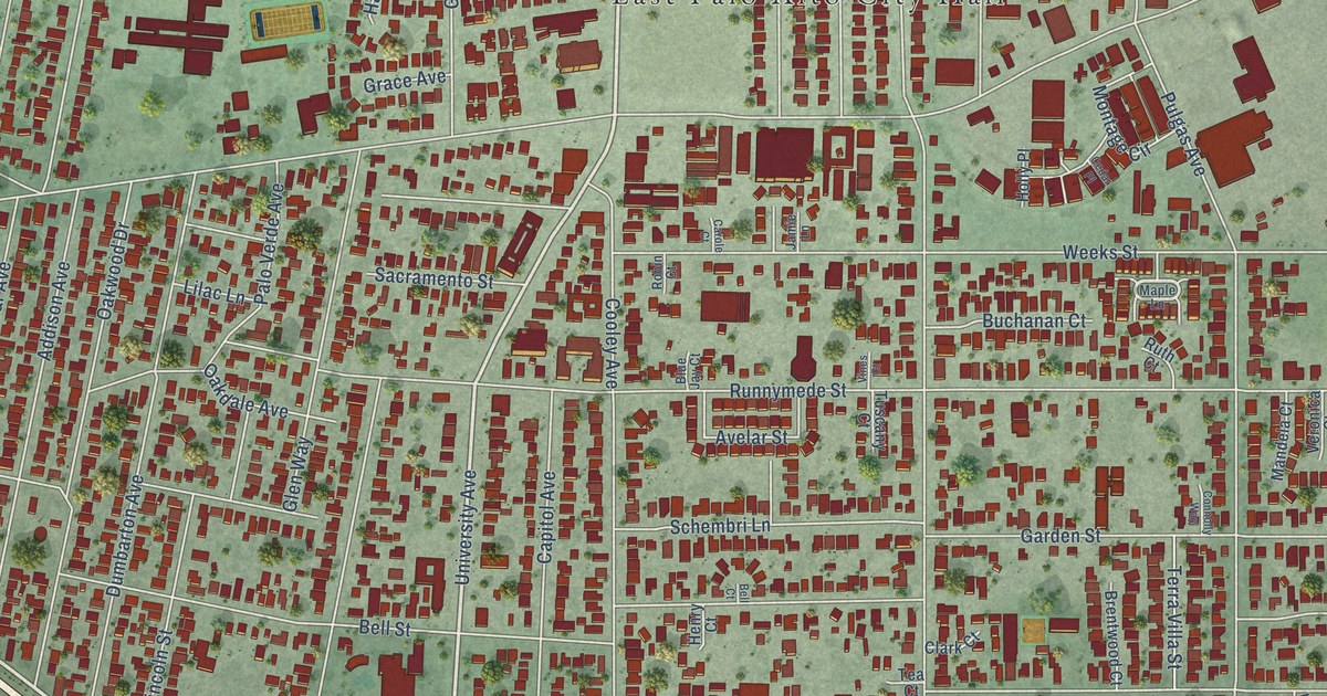 Map of East Palo Alto, California in 2026