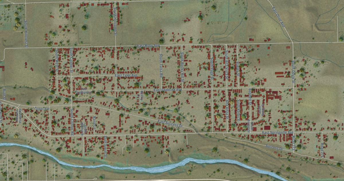 Map of East Porterville, California in 2026