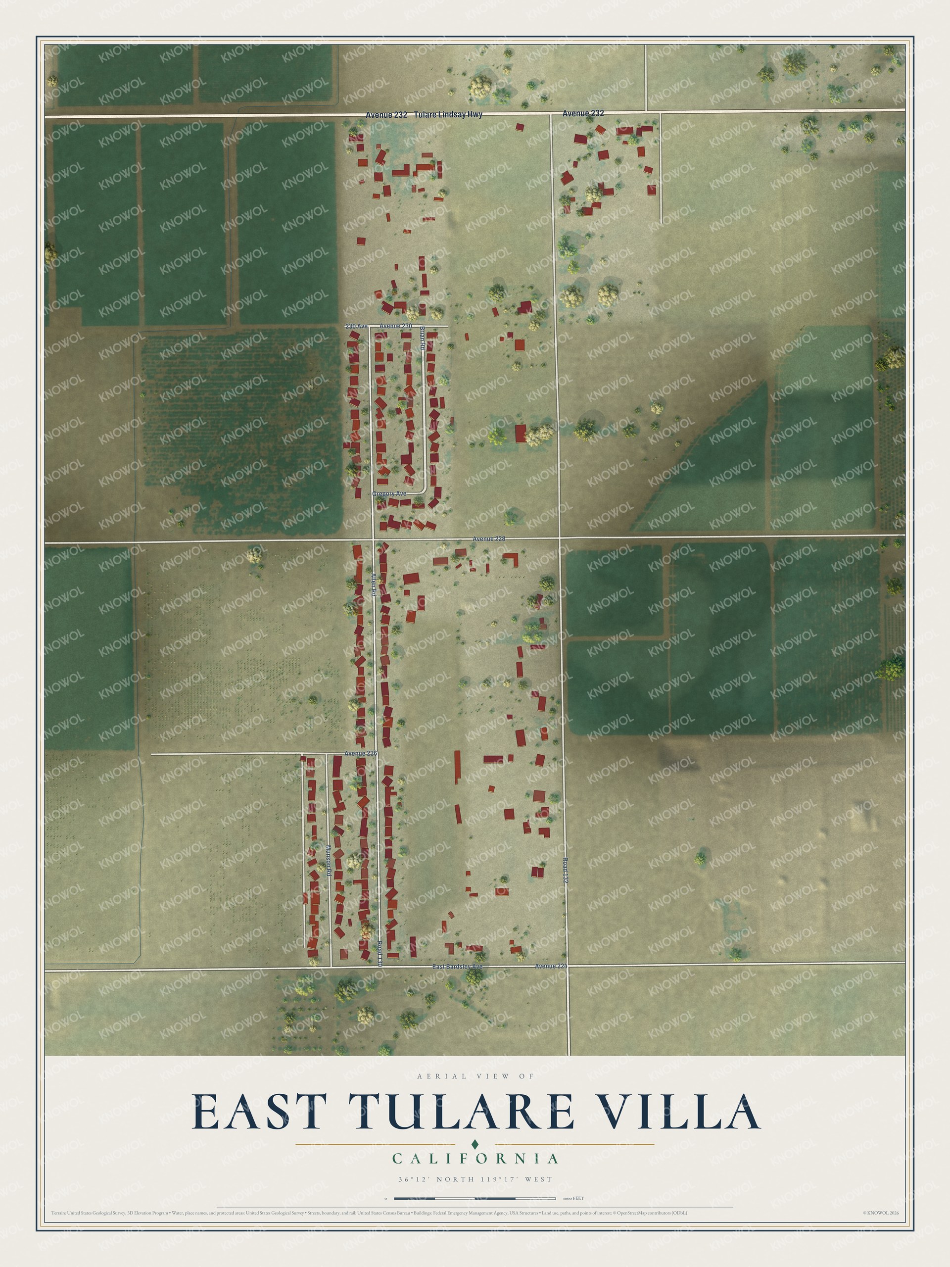 Watermarked full-map preview of East Tulare Villa, California