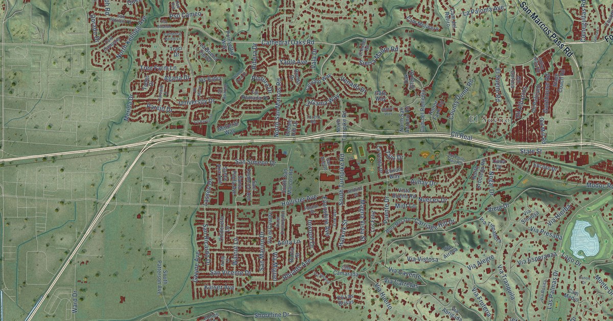 Map of Eastern Goleta Valley, California in 2026