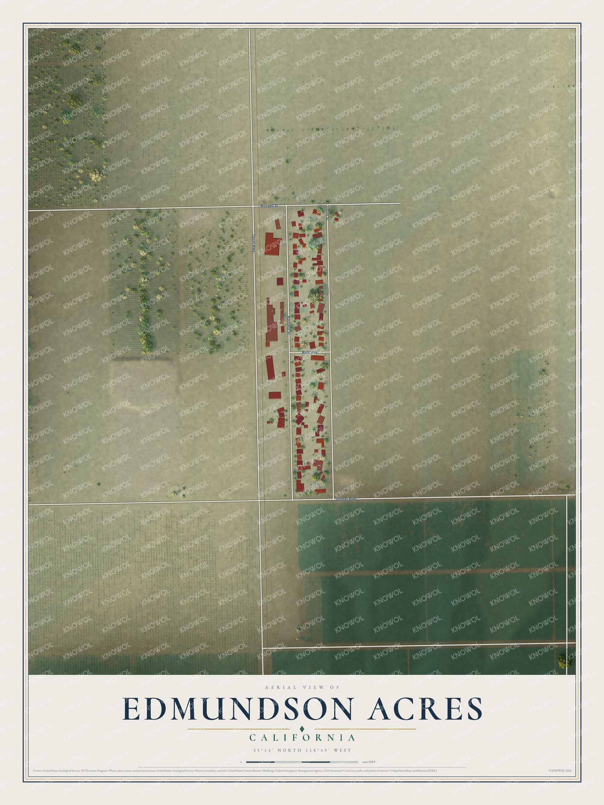 Watermarked full-map preview of Edmundson Acres, California
