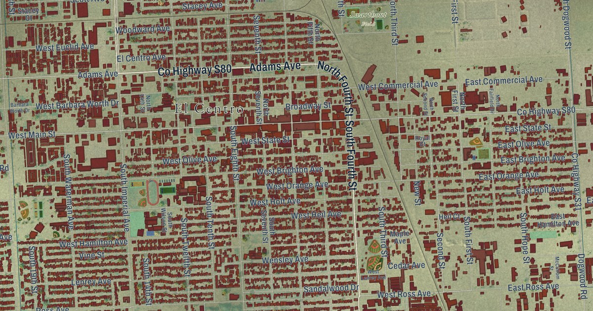 Map of El Centro, California in 2026