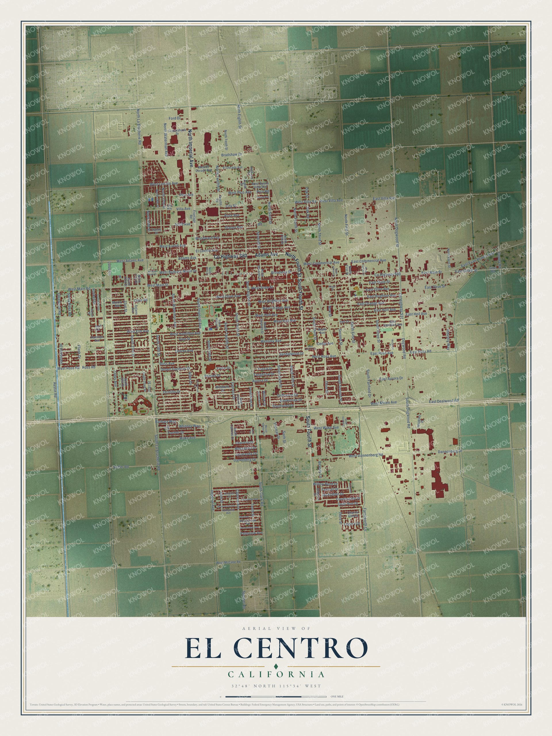 Watermarked full-map preview of El Centro, California