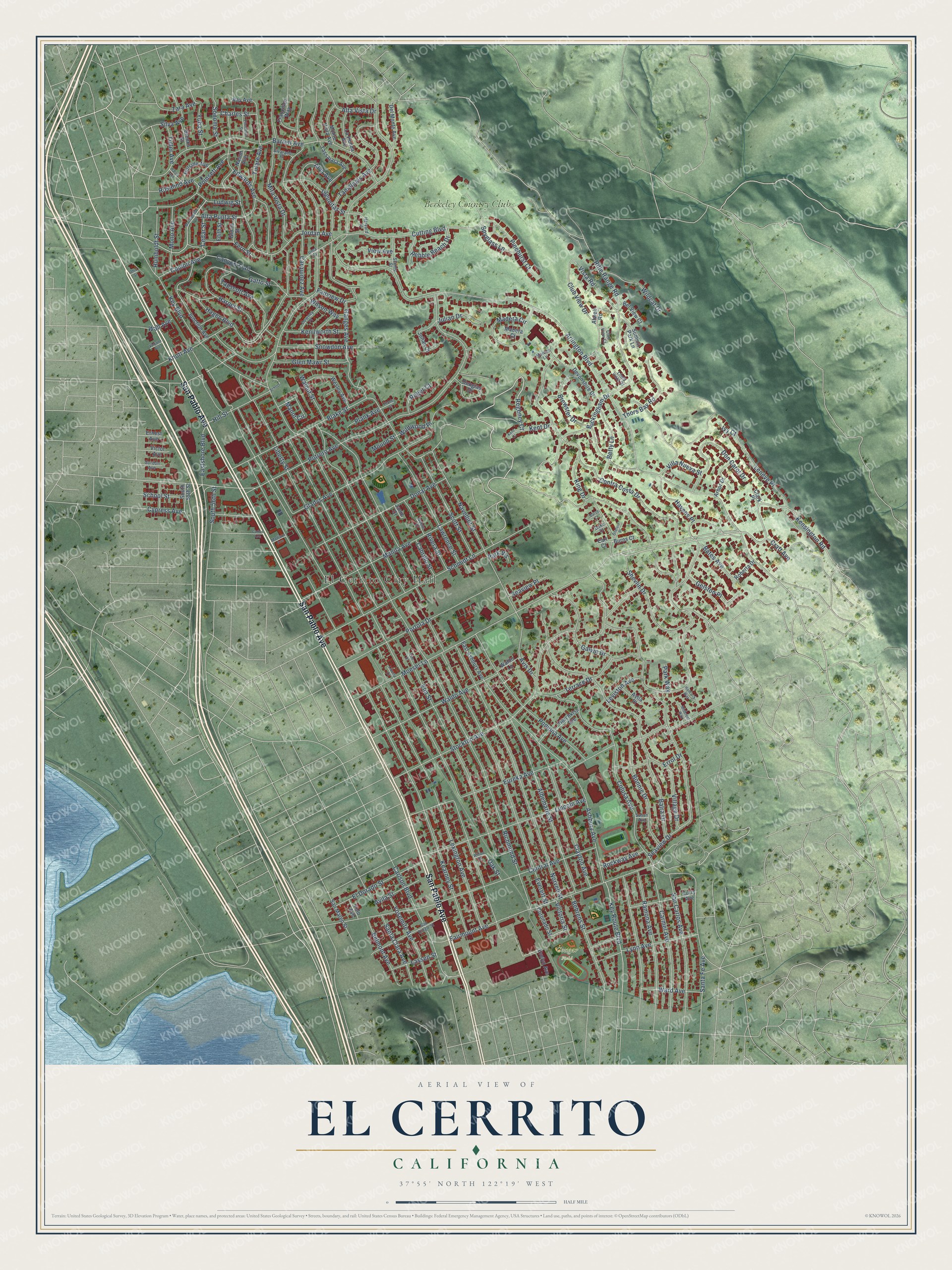 Watermarked full-map preview of El Cerrito, California
