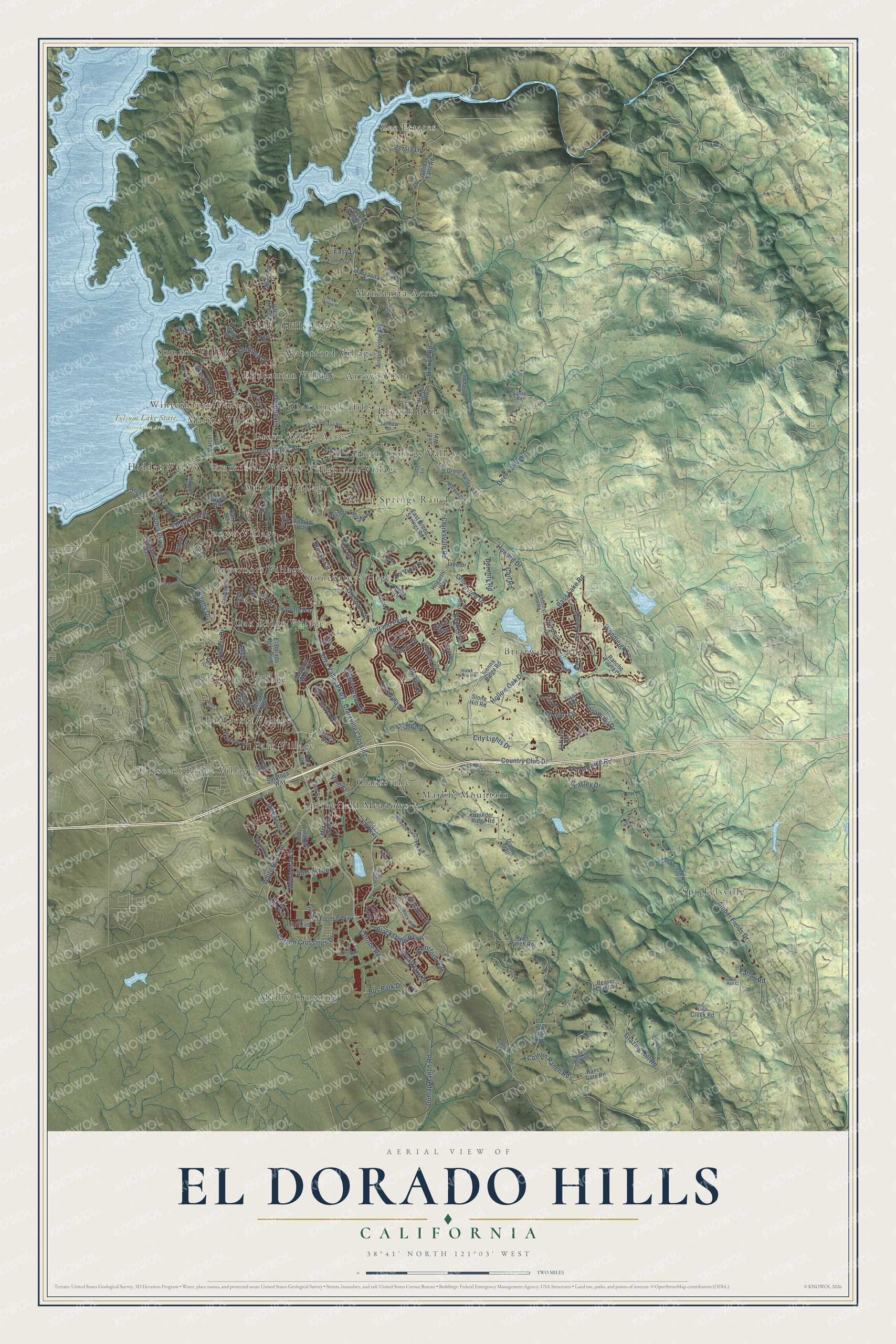 Watermarked full-map preview of El Dorado Hills, California