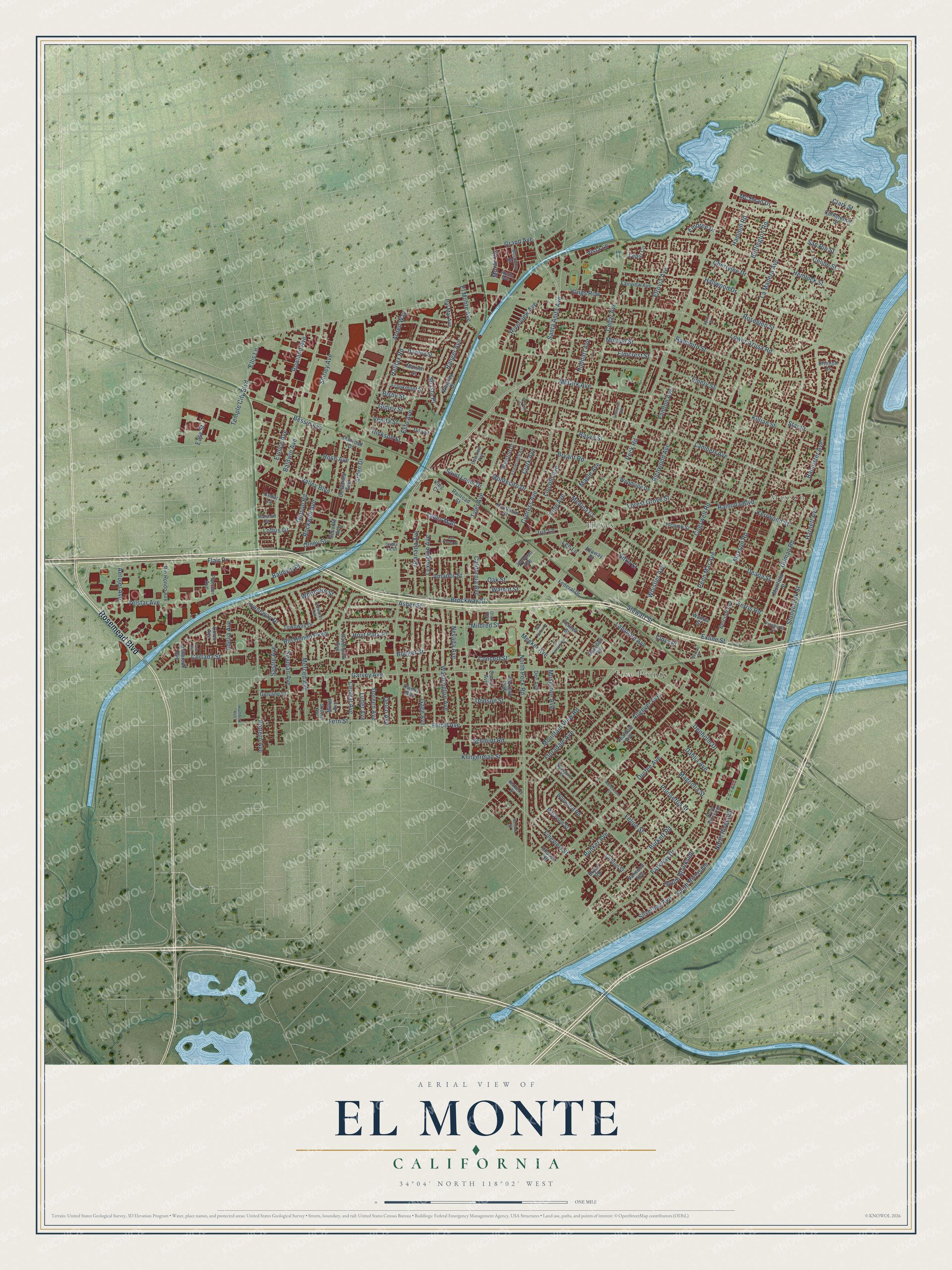 Watermarked full-map preview of El Monte, California
