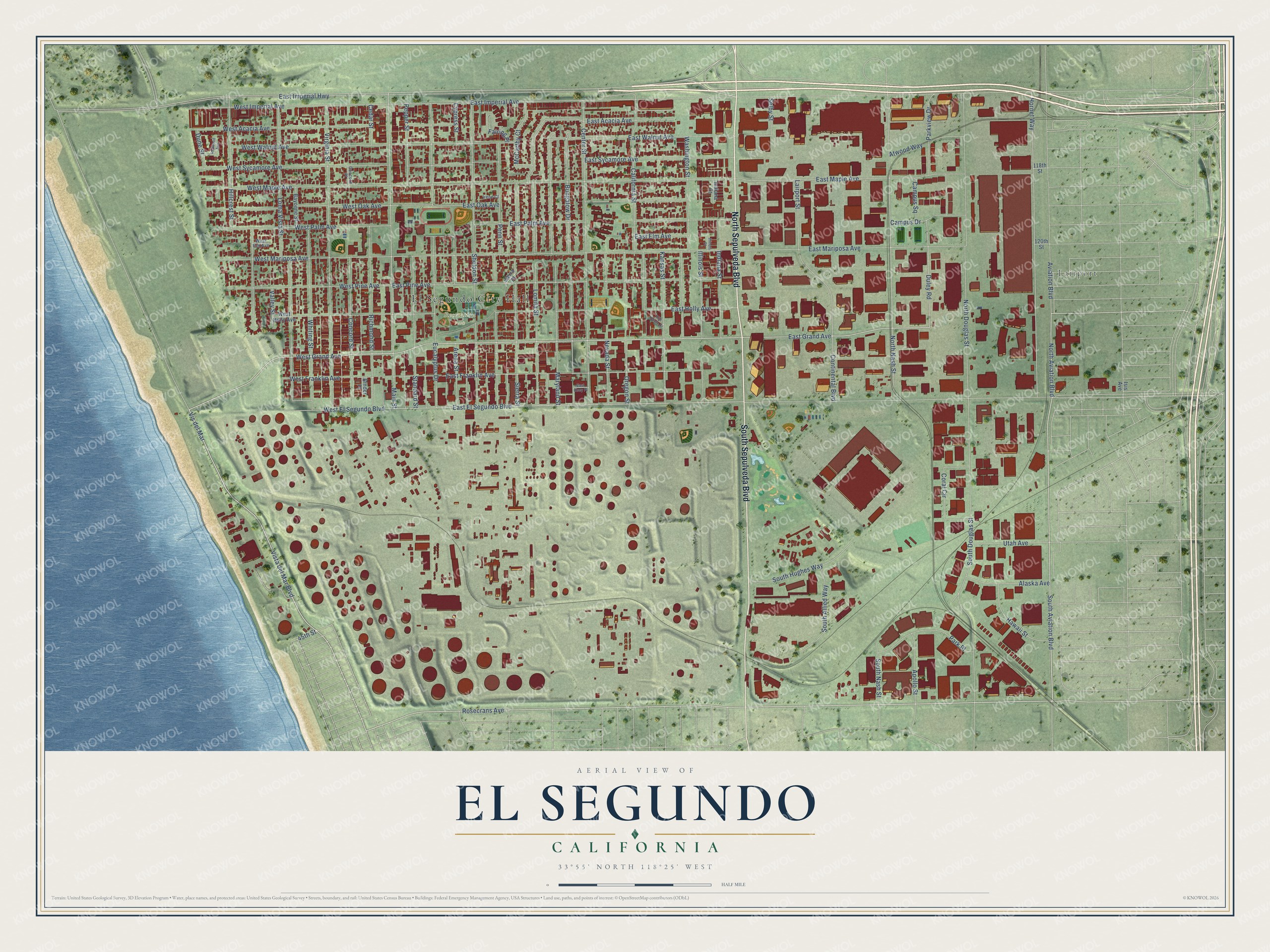 Watermarked full-map preview of El Segundo, California