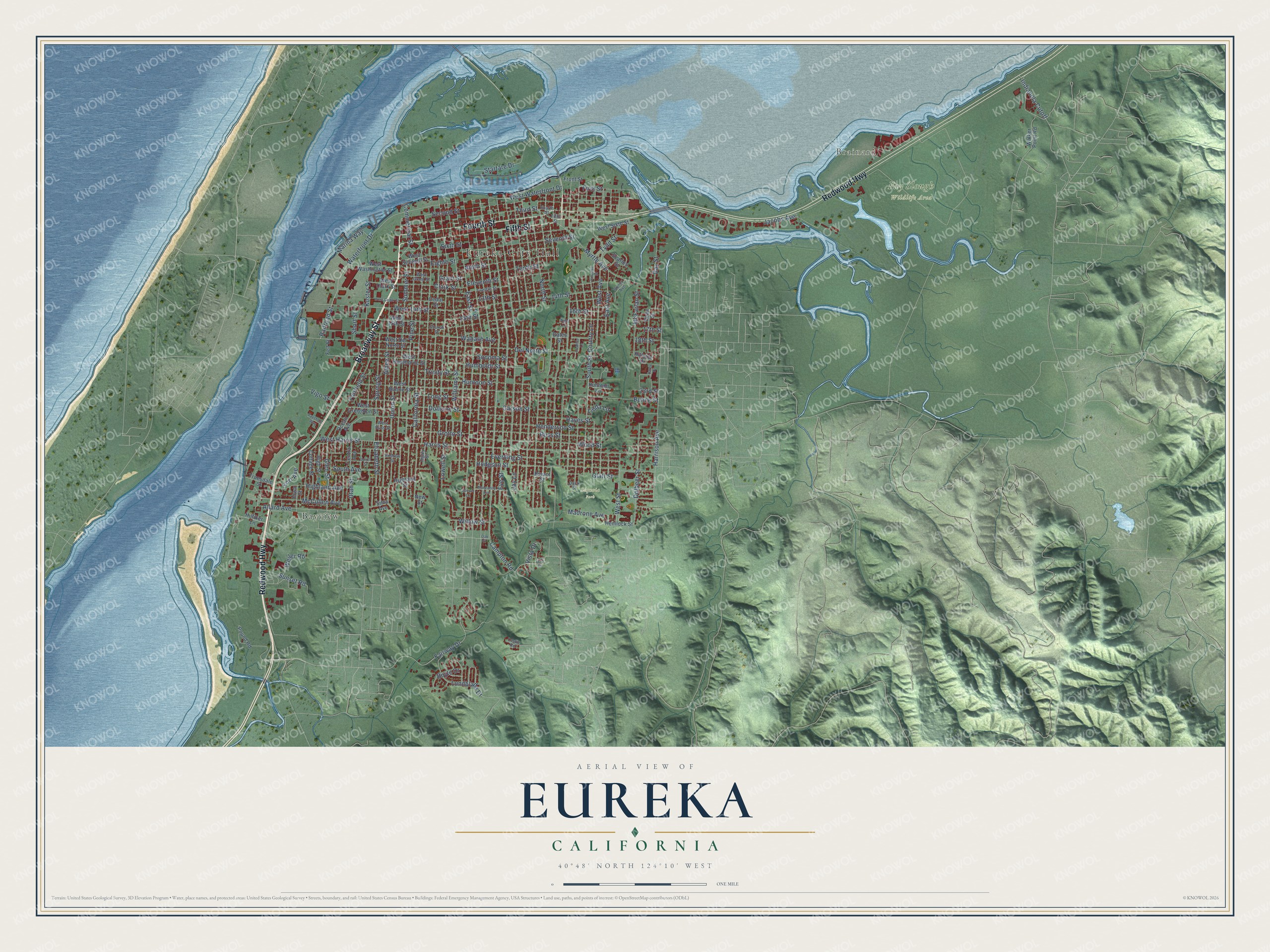 Watermarked full-map preview of Eureka, California