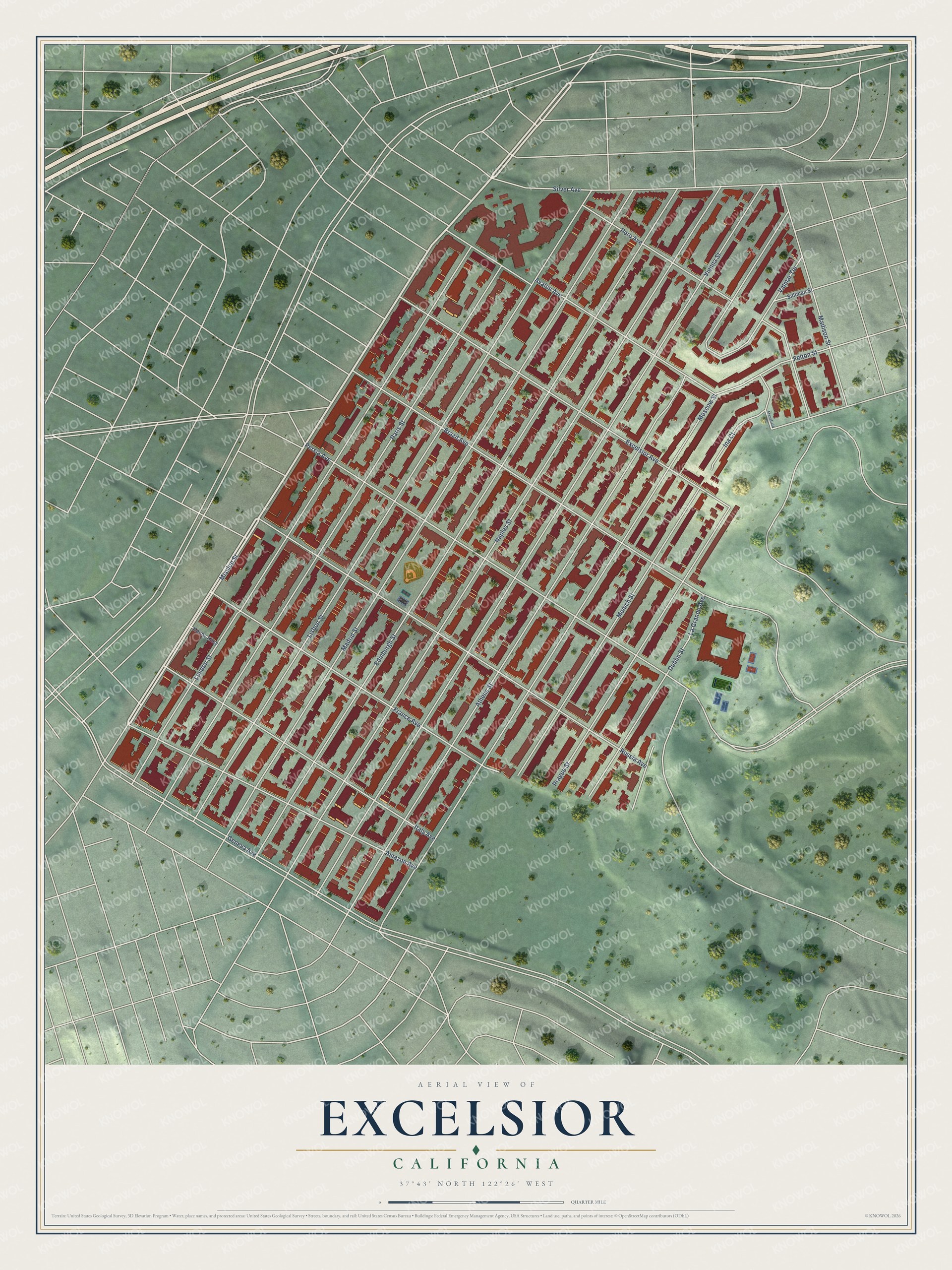 Watermarked full-map preview of Excelsior, California