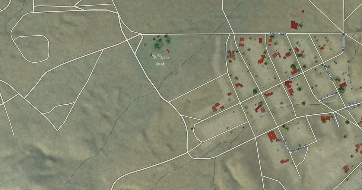 Map of Fellows, California in 2026