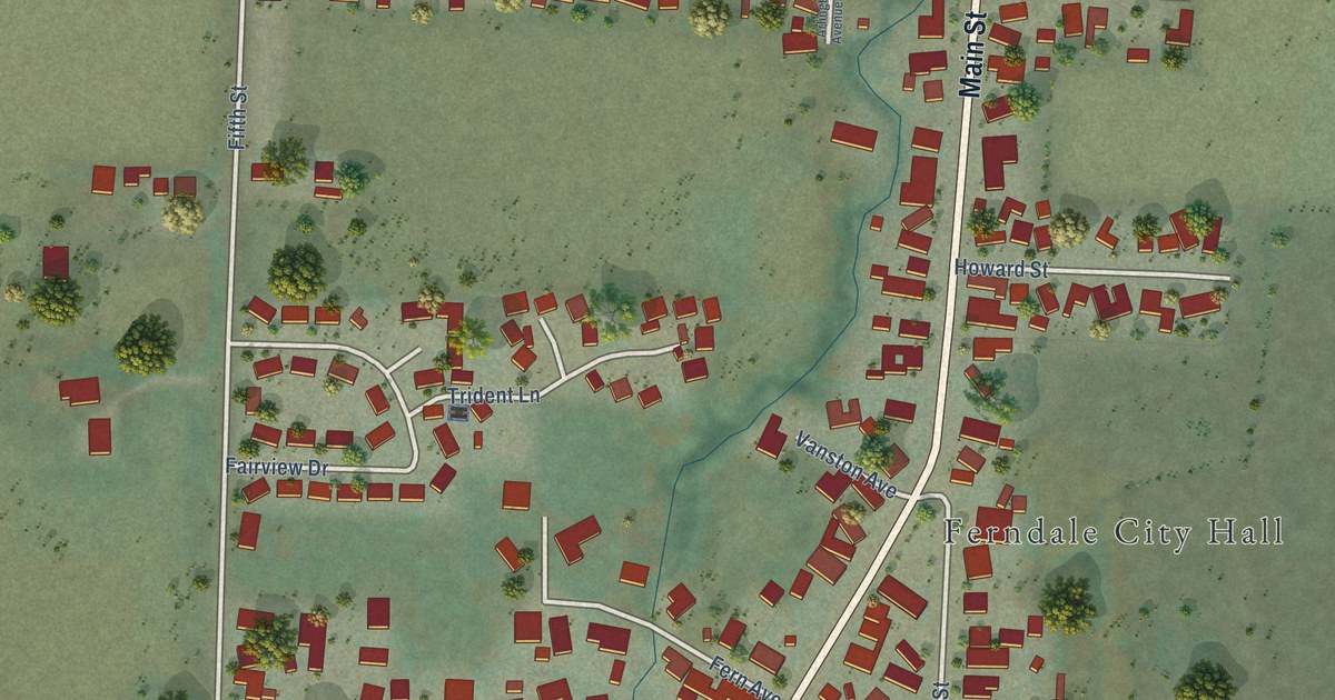 Map of Ferndale, California in 2026