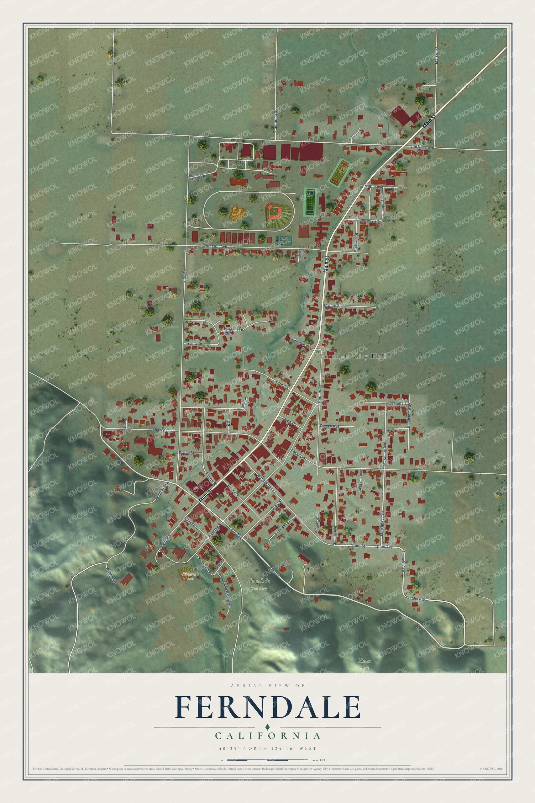 Watermarked full-map preview of Ferndale, California