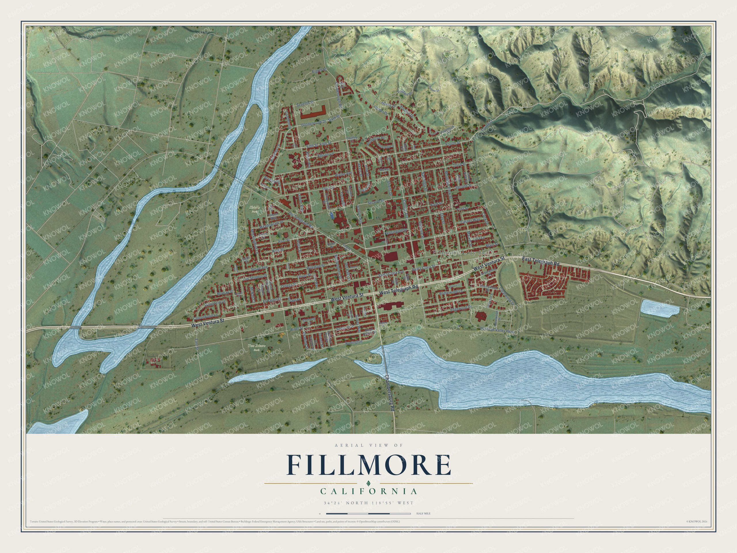 Watermarked full-map preview of Fillmore, California