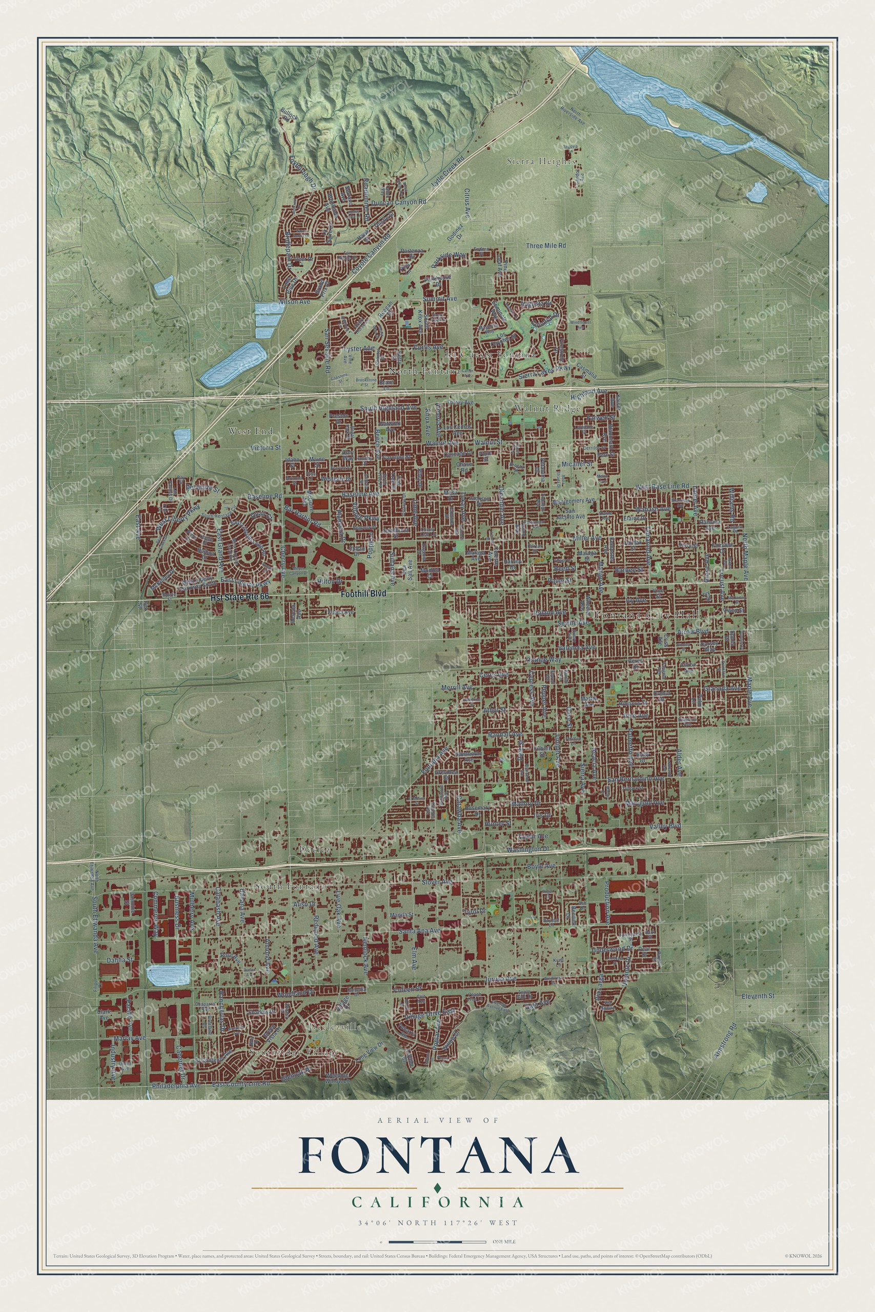 Watermarked full-map preview of Fontana, California