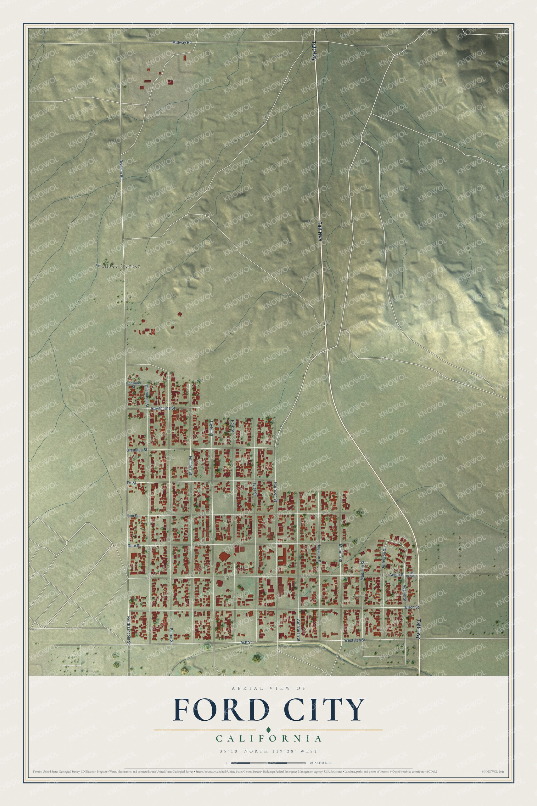 Watermarked full-map preview of Ford City, California