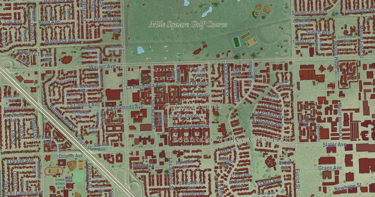 Map of Fountain Valley, California in 2026