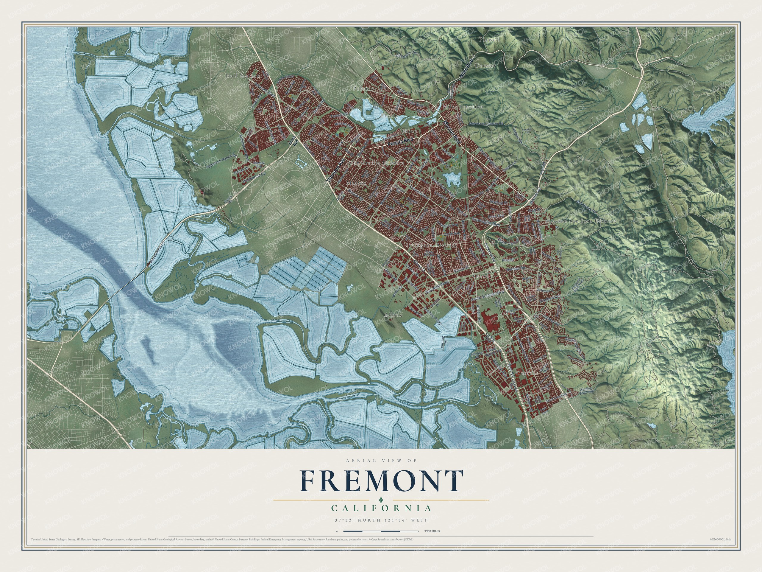 Watermarked full-map preview of Fremont, California