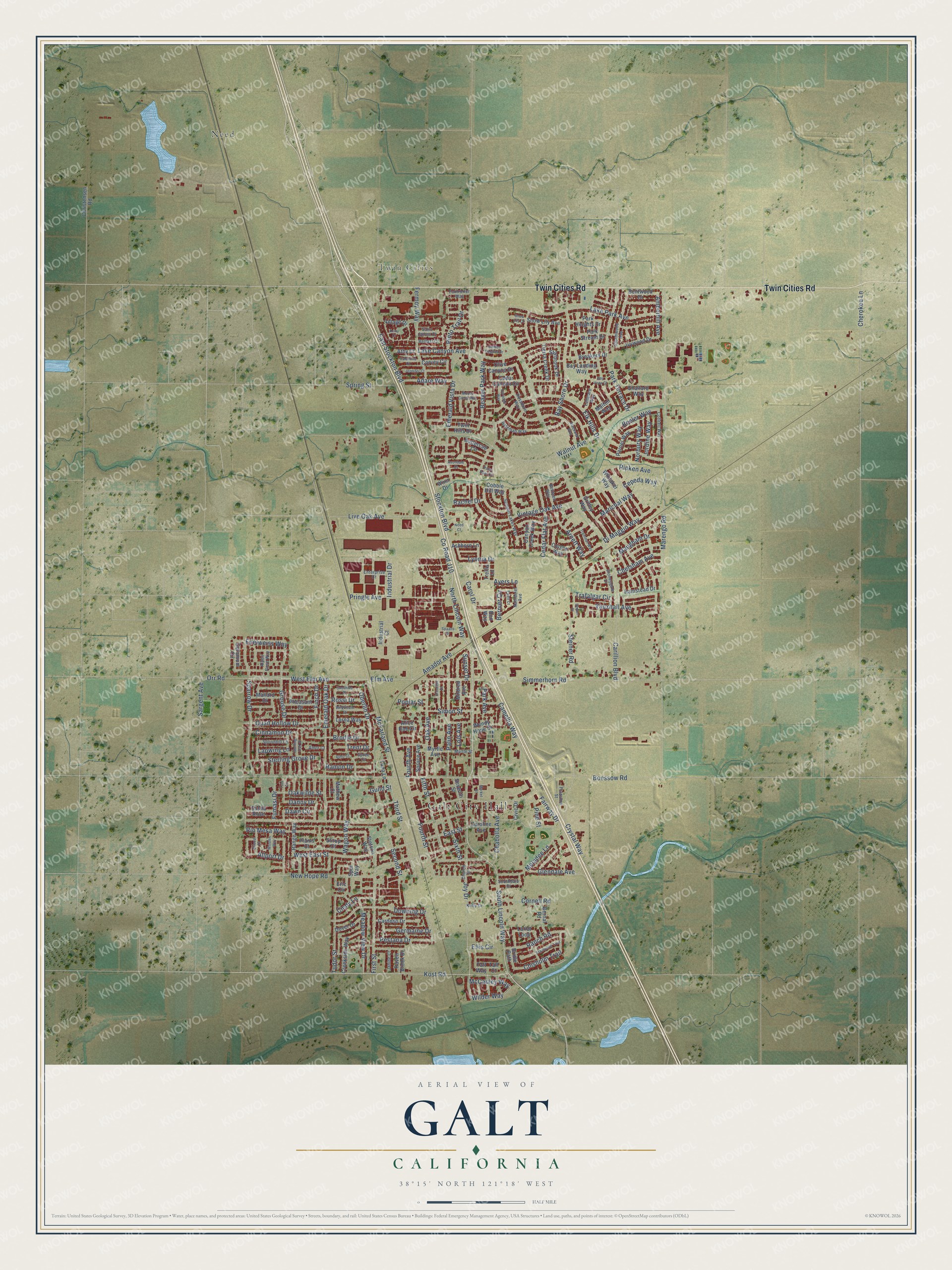 Watermarked full-map preview of Galt, California