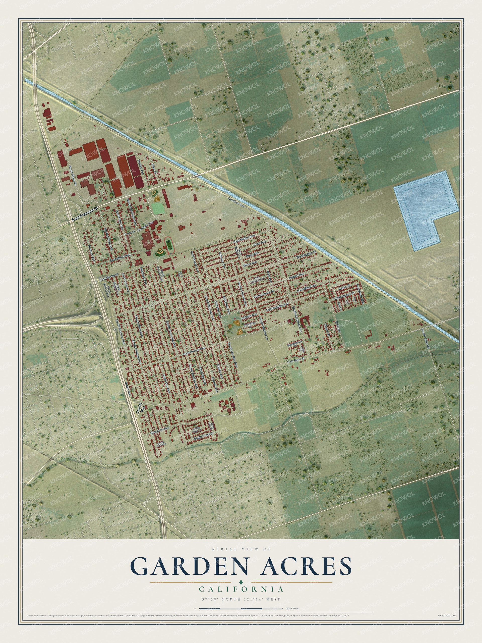 Watermarked full-map preview of Garden Acres, California