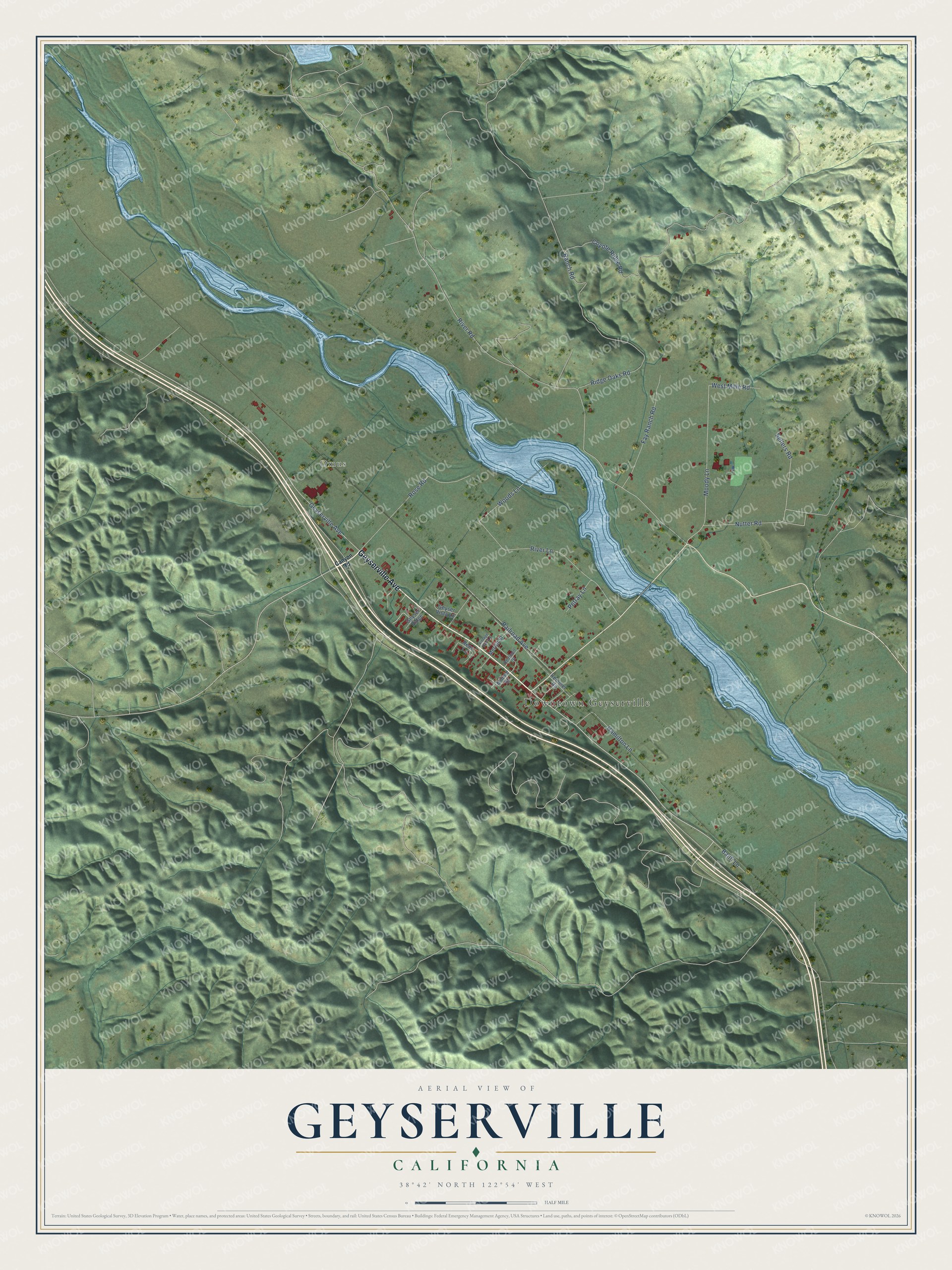 Watermarked full-map preview of Geyserville, California