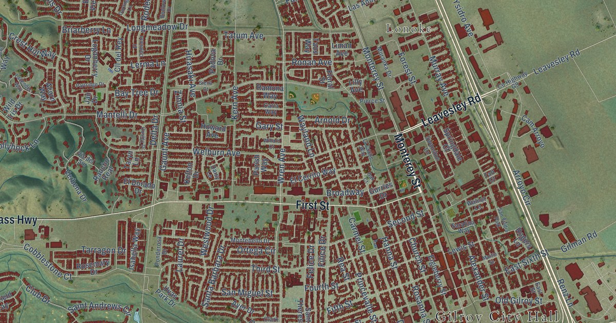 Map of Gilroy, California in 2026