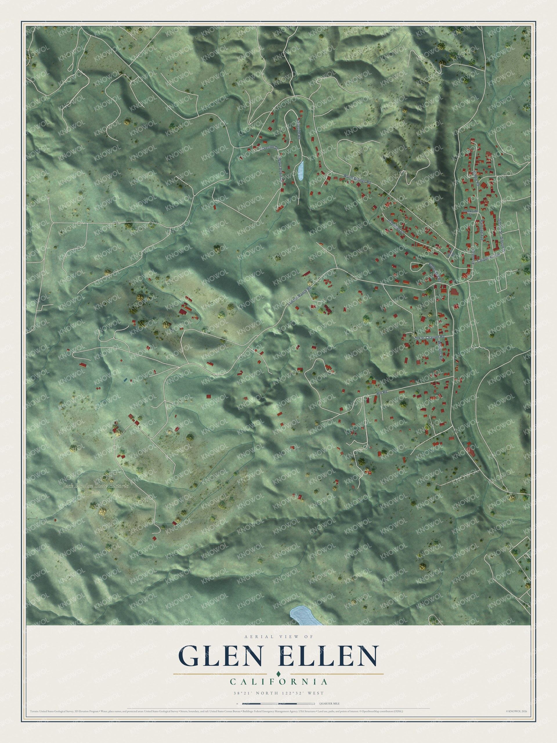 Watermarked full-map preview of Glen Ellen, California