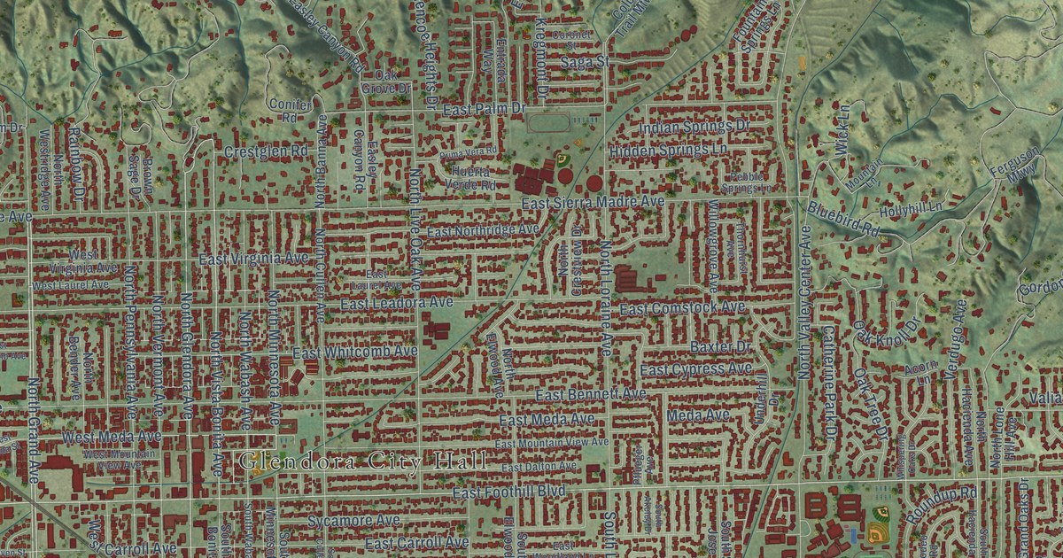Map of Glendora, California in 2026