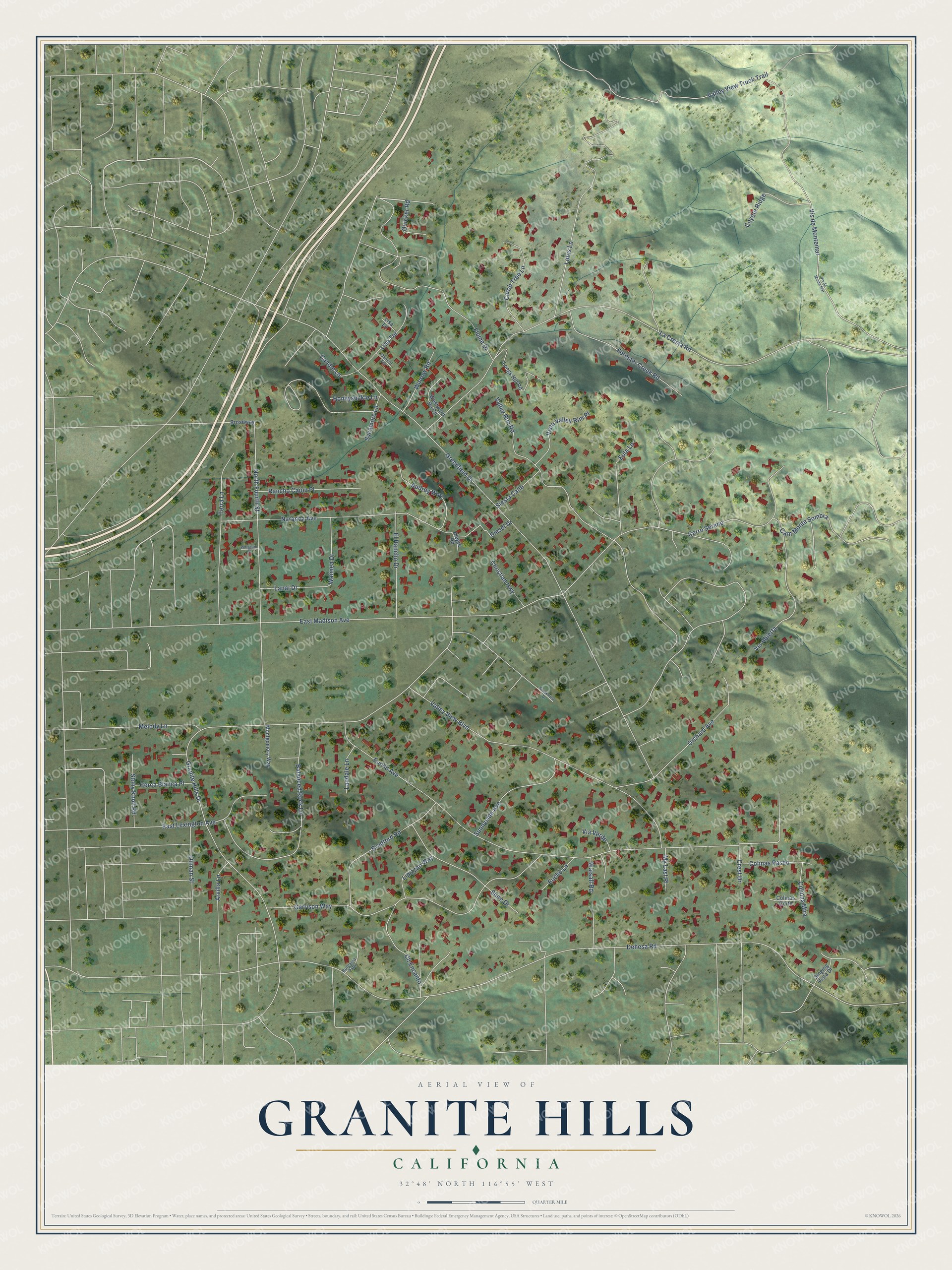 Watermarked full-map preview of Granite Hills, California