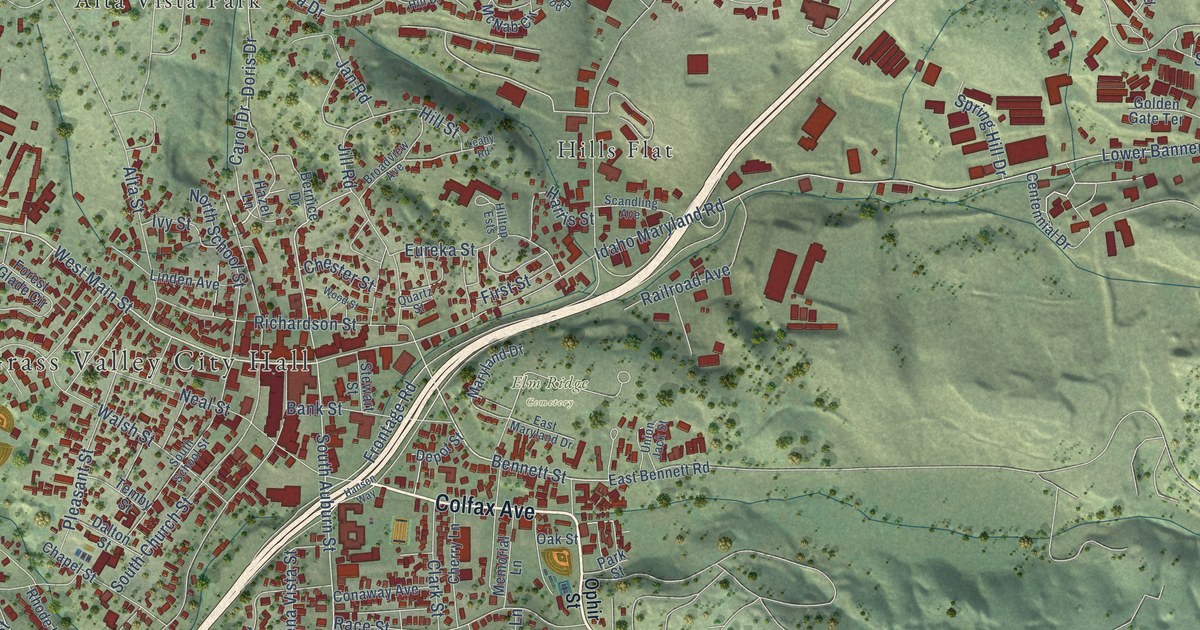 Map of Grass Valley, California in 2026