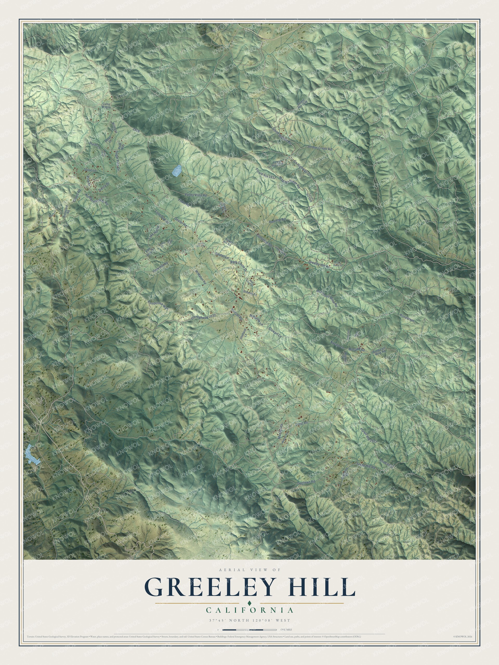 Watermarked full-map preview of Greeley Hill, California