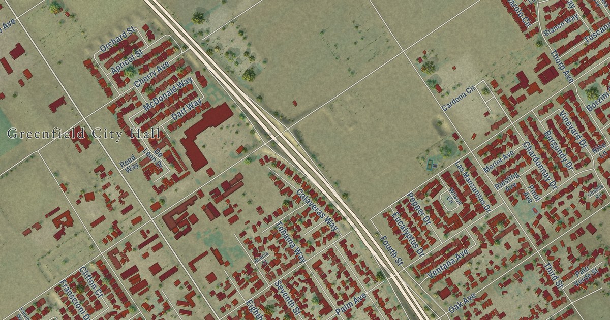 Map of Greenfield, California in 2026