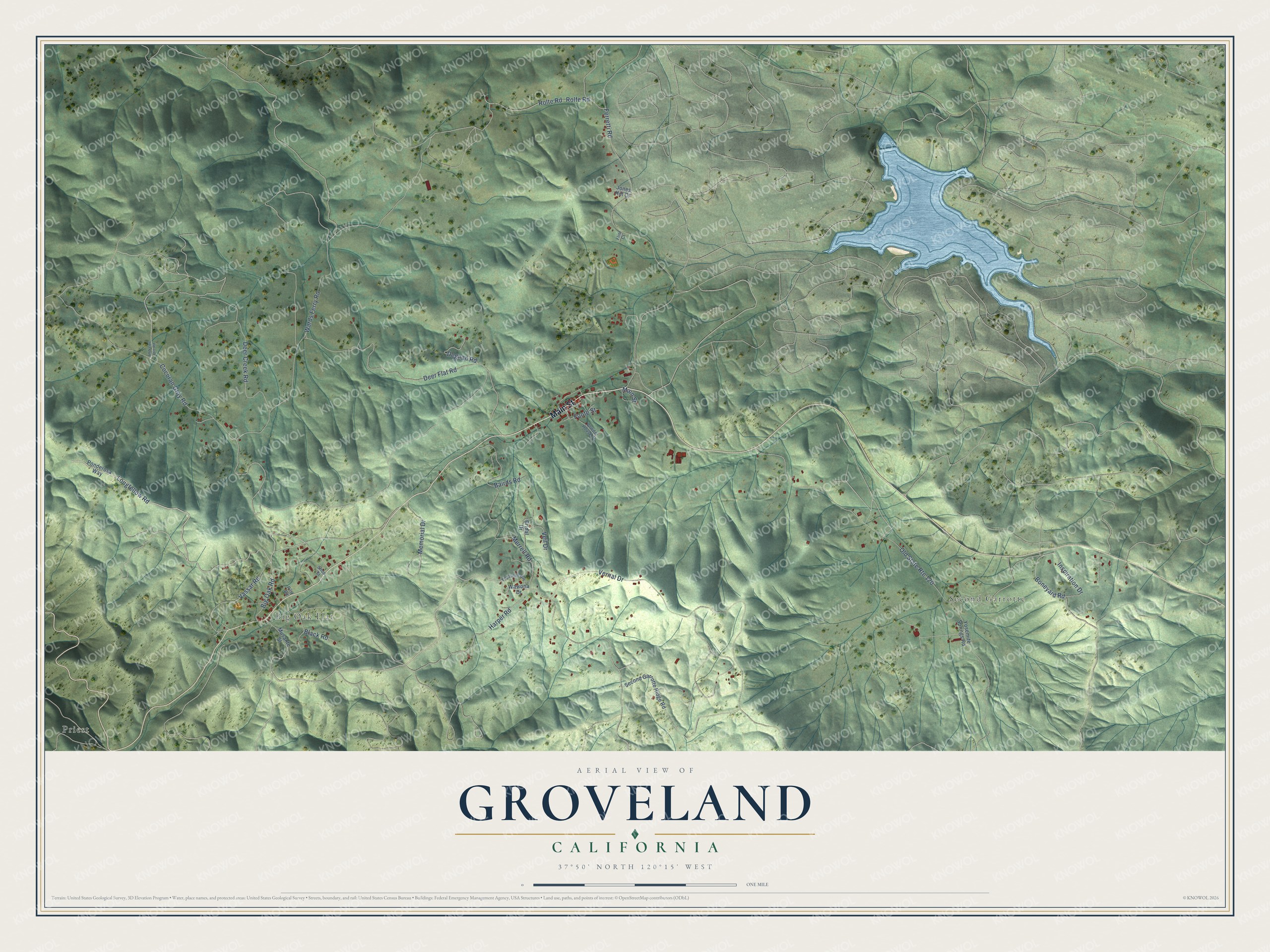 Watermarked full-map preview of Groveland, California