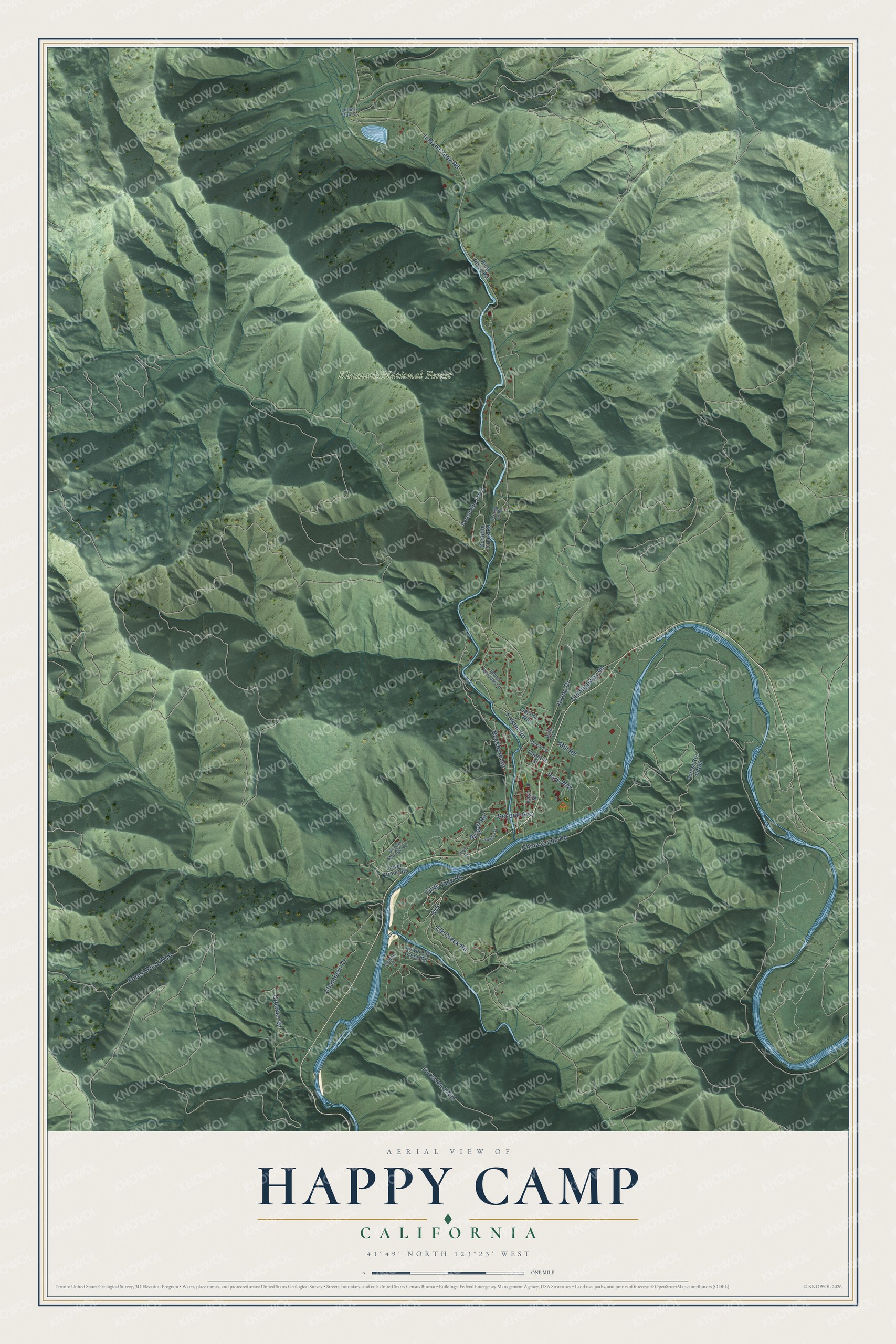 Watermarked full-map preview of Happy Camp, California