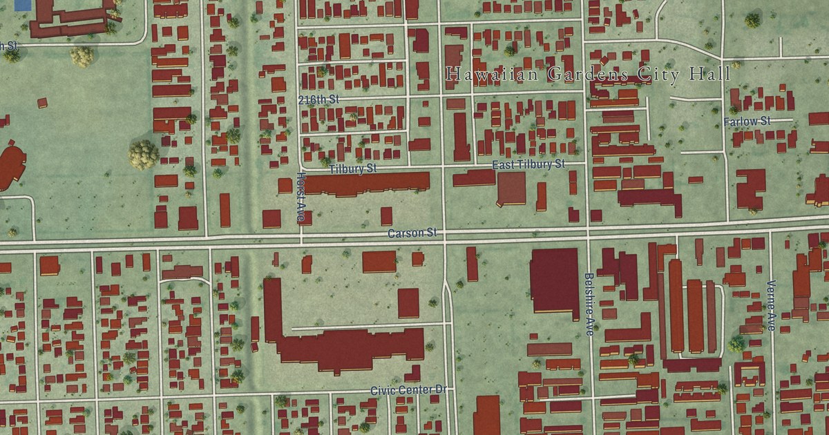 Map of Hawaiian Gardens, California in 2026