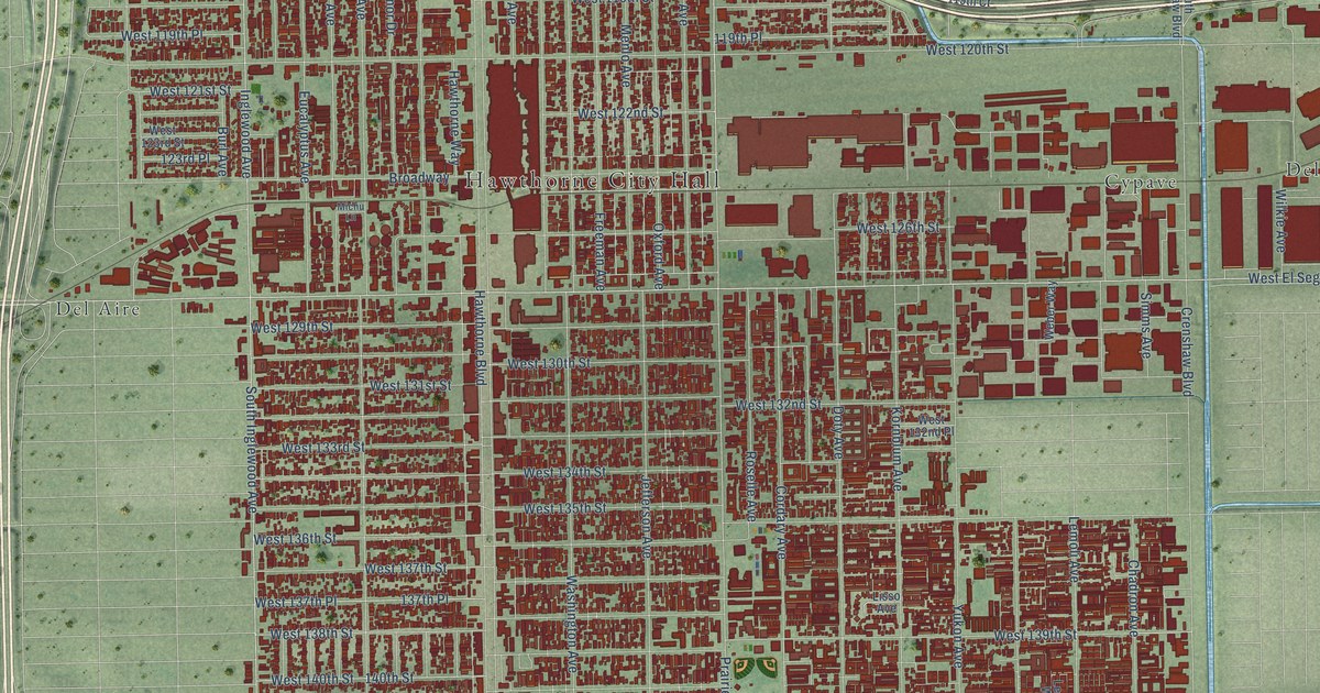 Map of Hawthorne, California in 2026