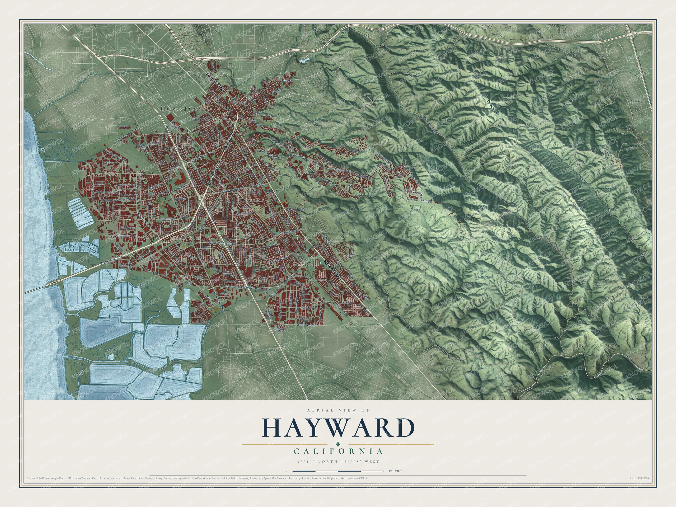 Watermarked full-map preview of Hayward, California